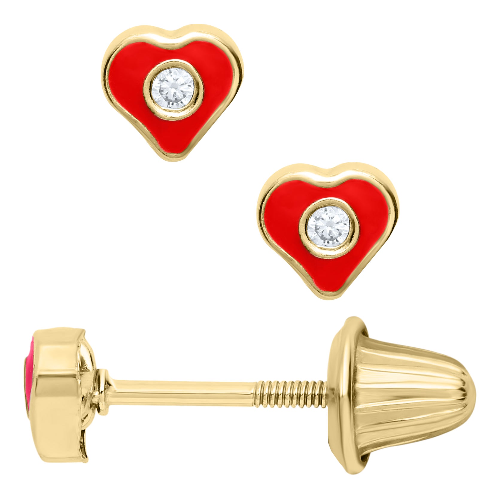 Red Heart Zirconia Stud Earrings