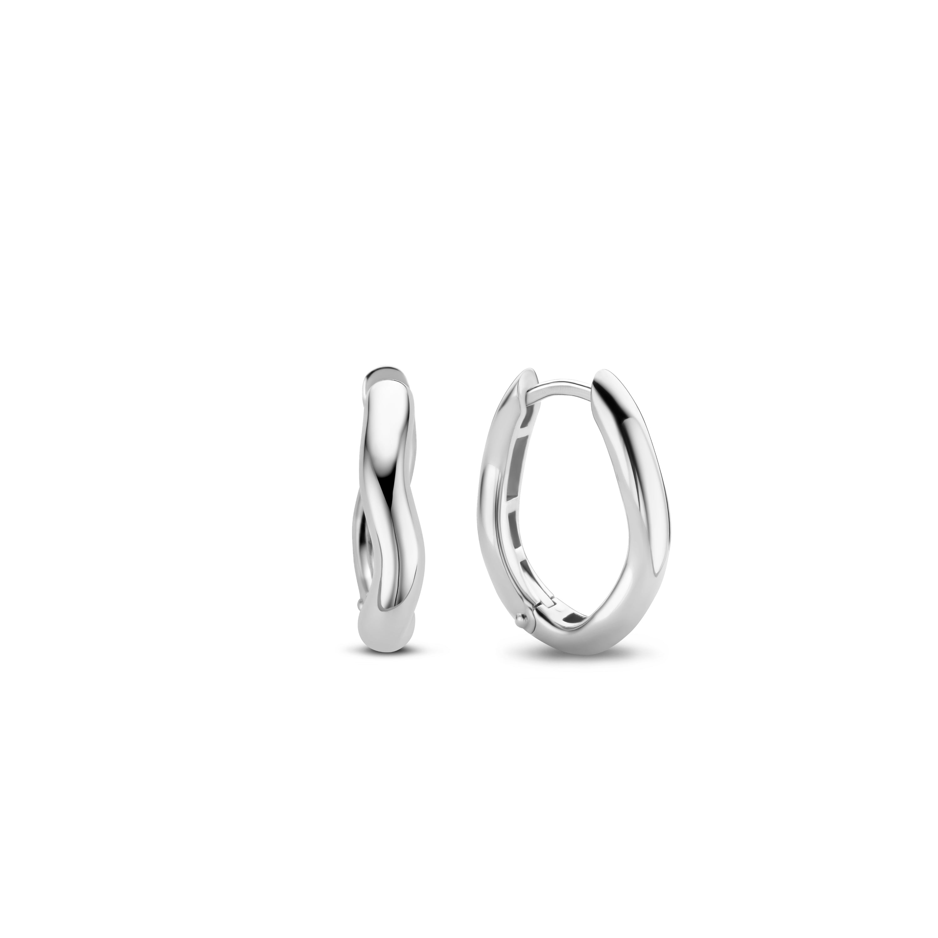 Wave Silver Huggie Earrings