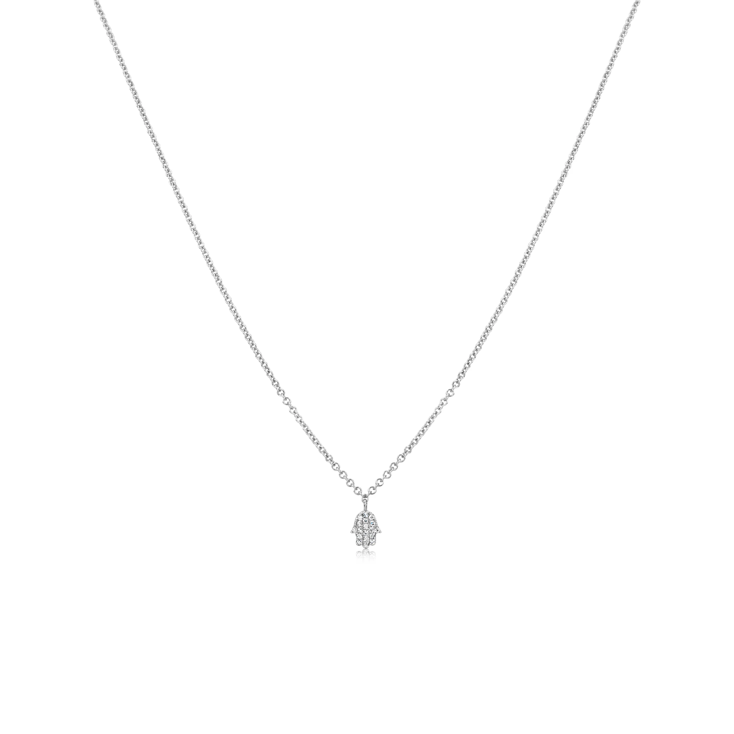 Dainty Diamond Hamsa Necklace