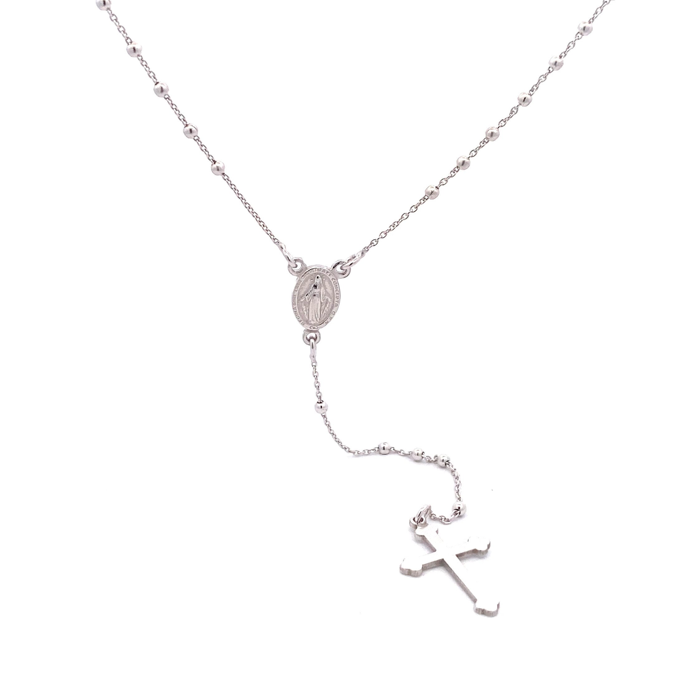 2MM Silver Rosary Necklace
