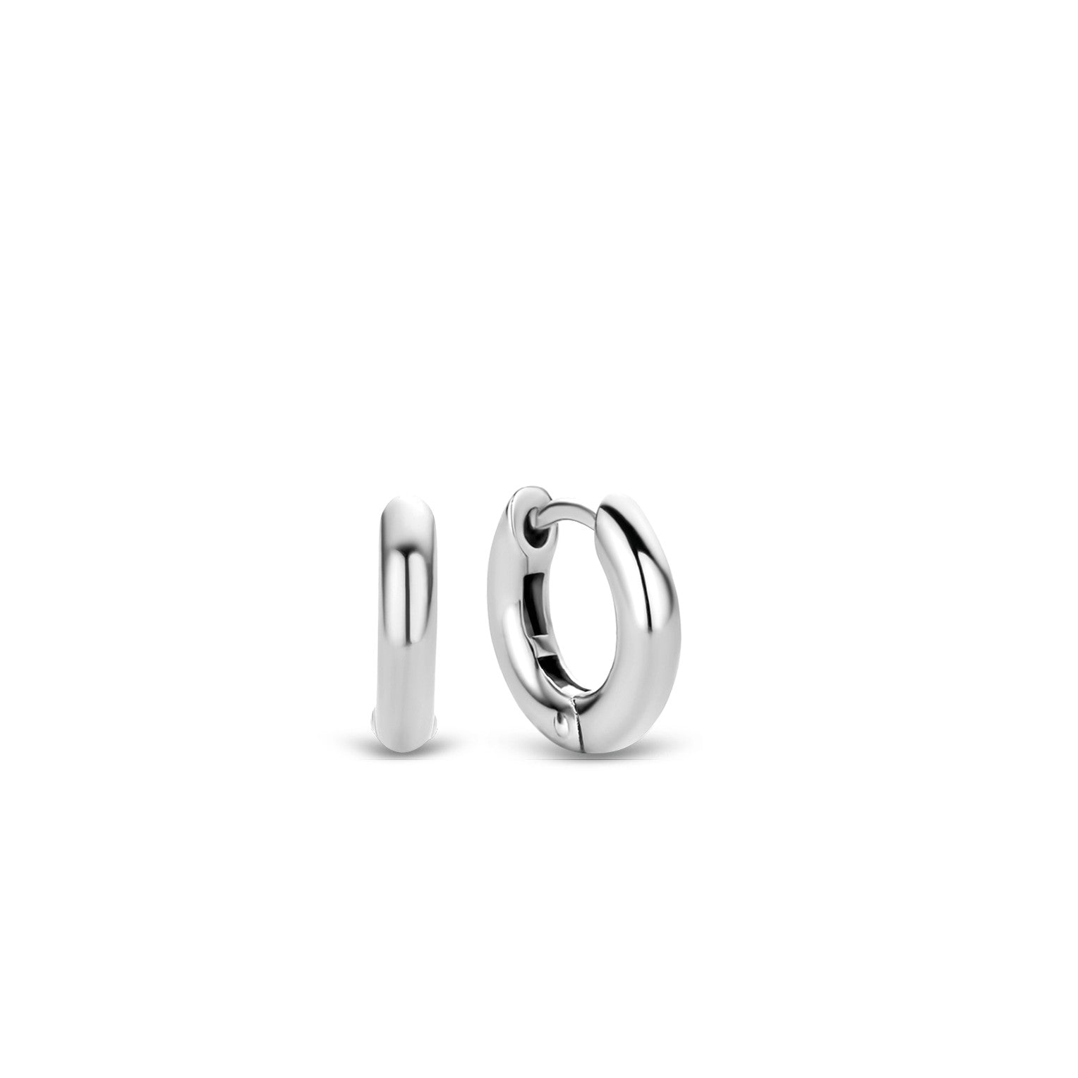 14.4mm All Silver Huggie Earrings