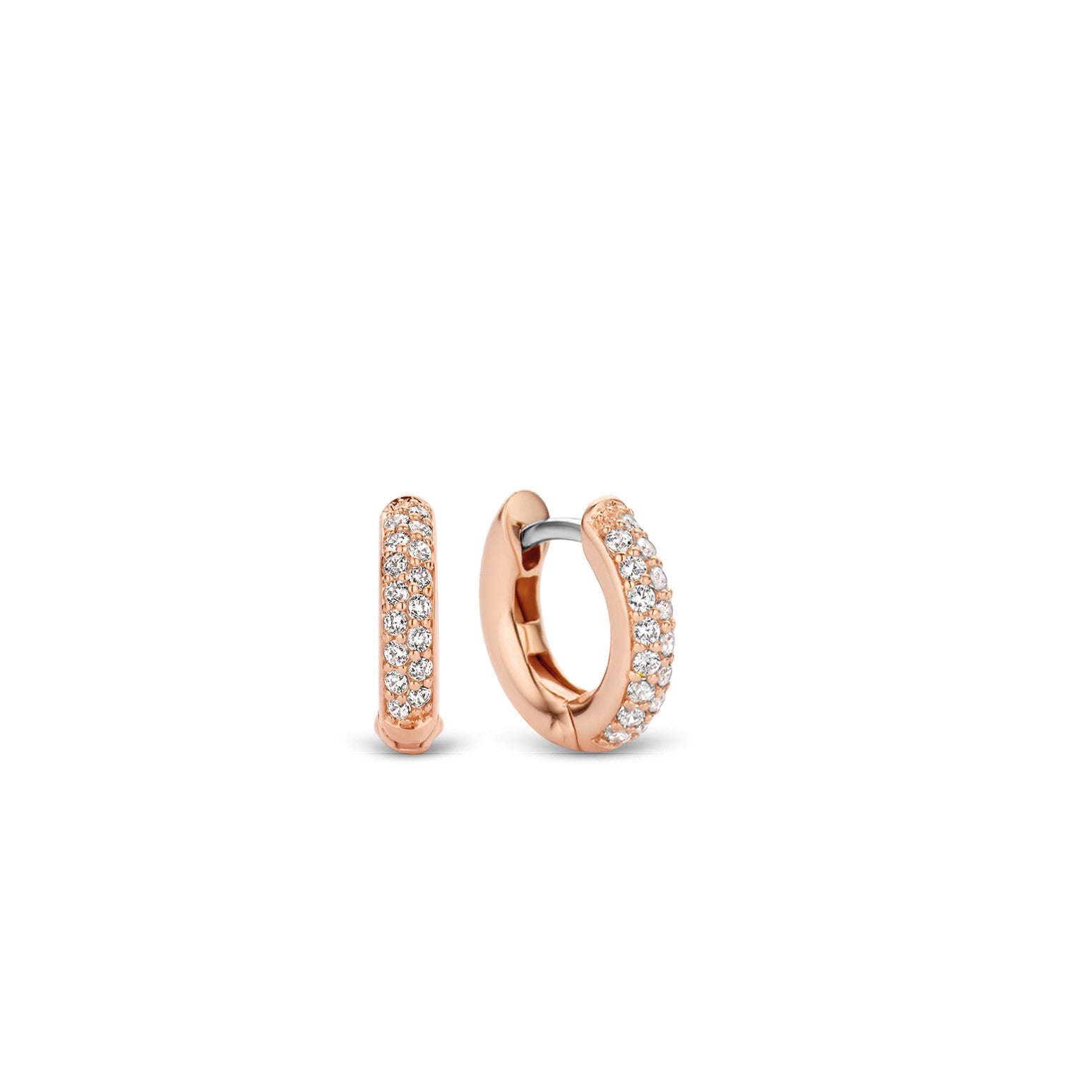 14.4MM Rose Pave Huggie Earrings