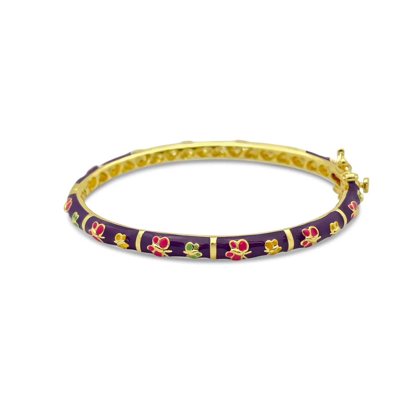 Purple and colorful butterflies Kids Bangle Bracelet