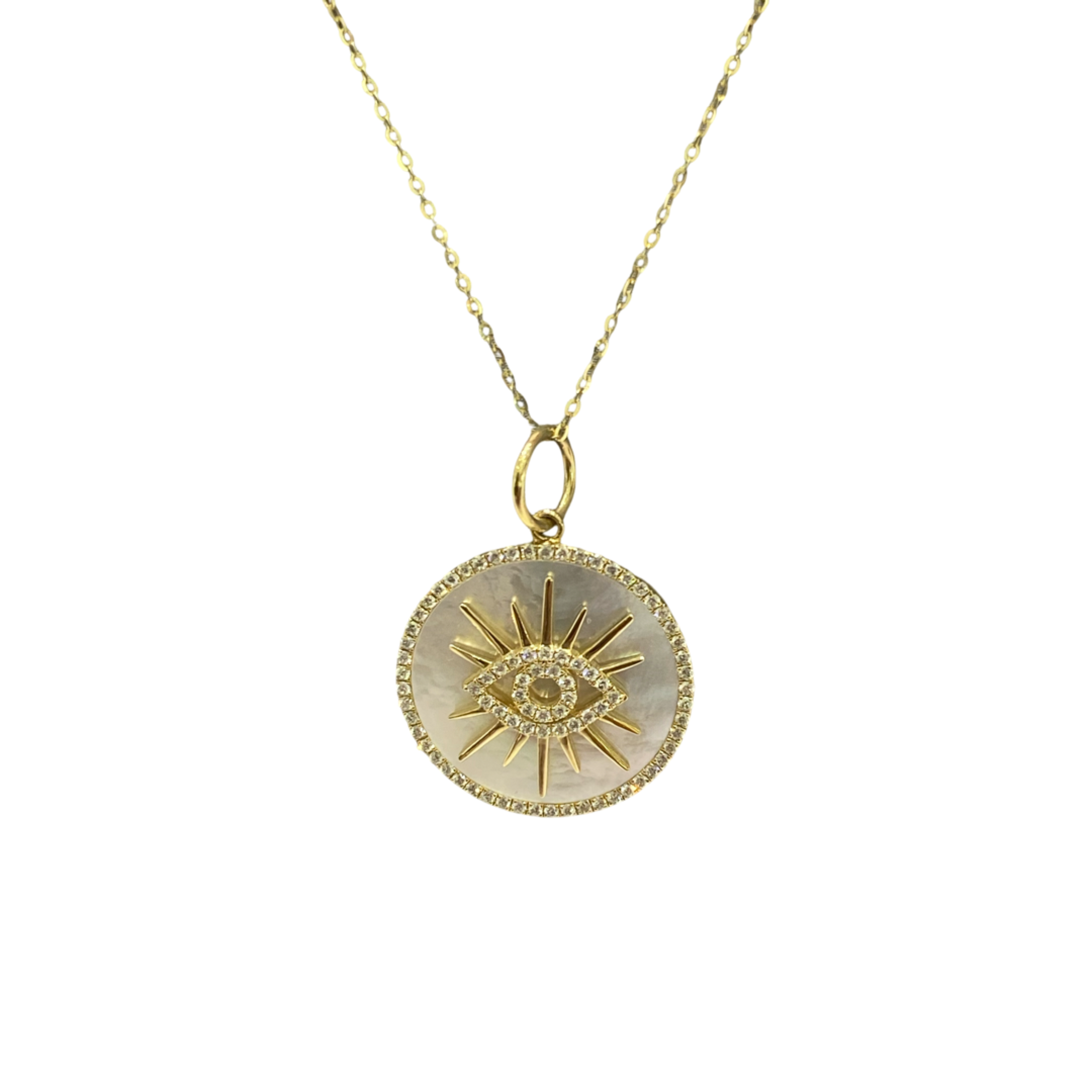 Evil Eye Mother Pearl Diamond Necklace