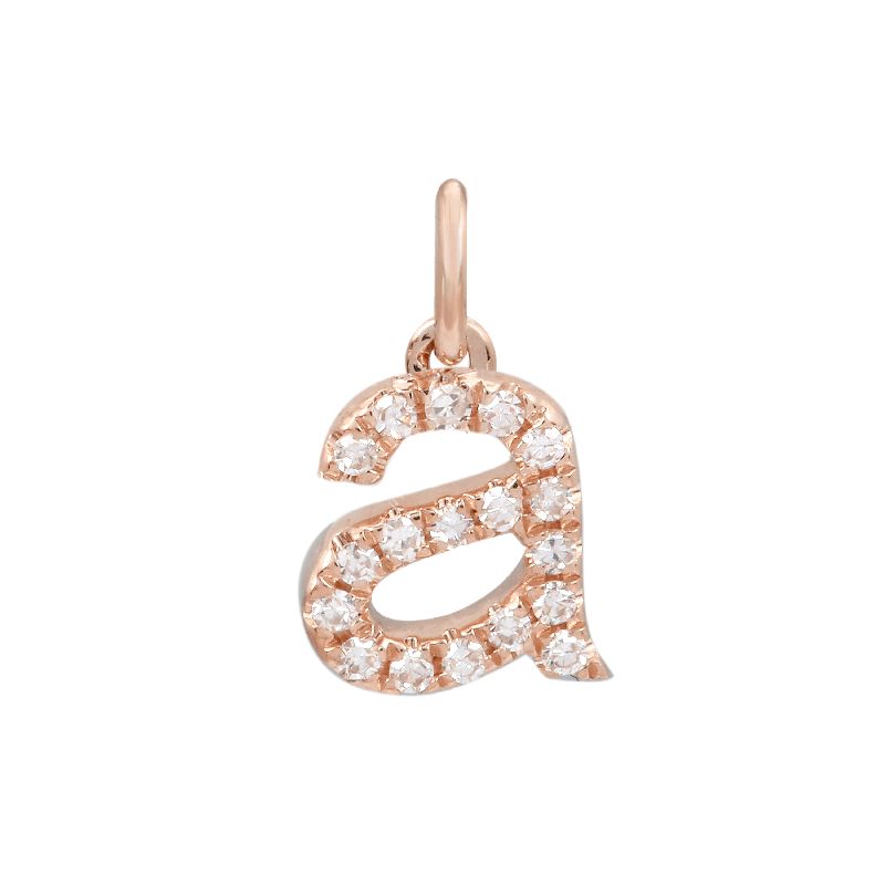 6MM Diamond Initial Rose Gold Pendant