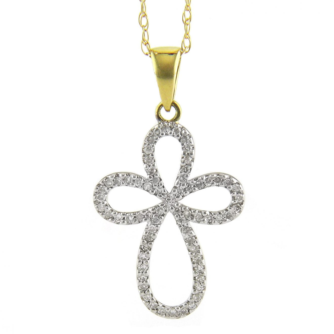 Open Diamond Cross Two Tone Necklace