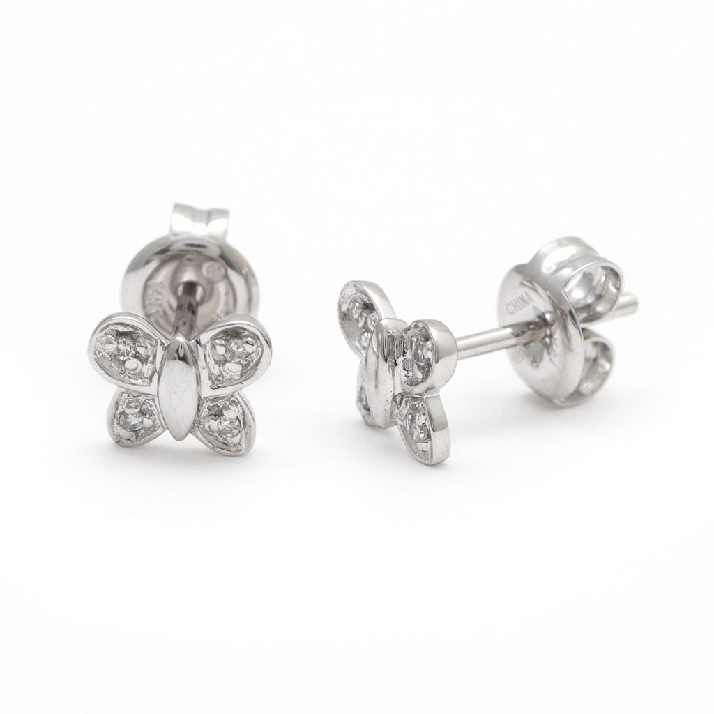 White Gold diamond Butterfly Stud Earrings