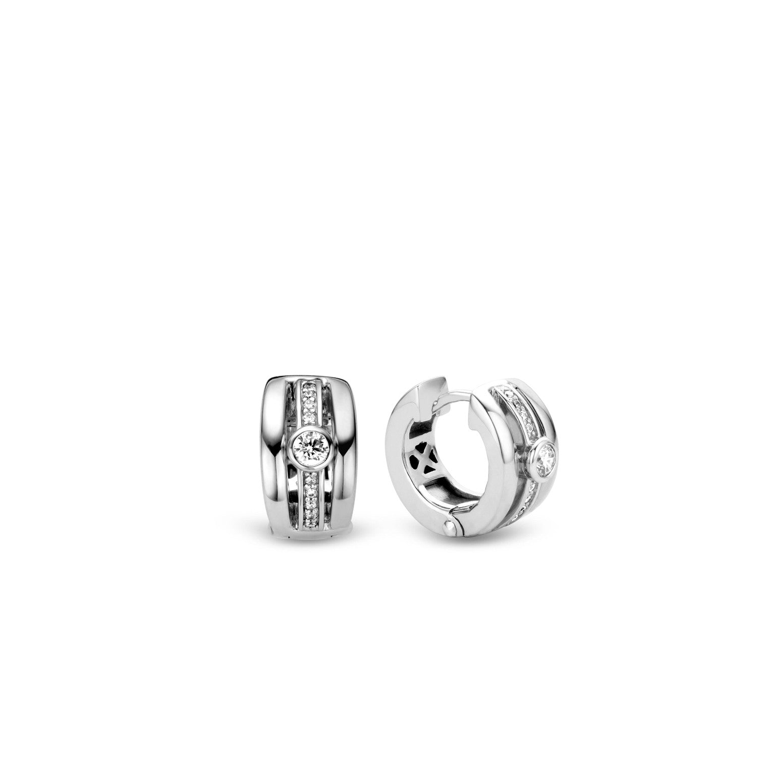 Triple band Silver Huggie Earrings