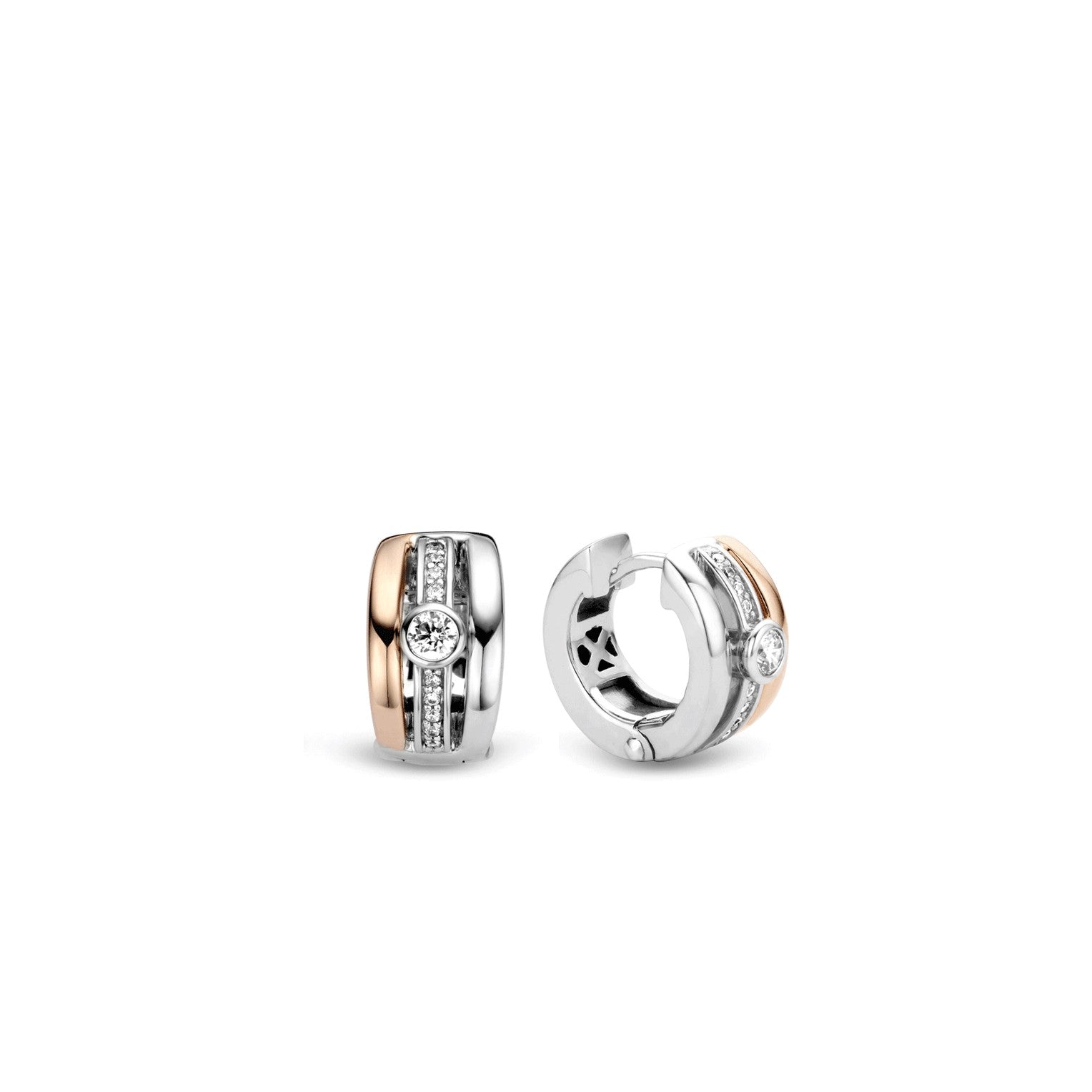 Triple Band Rose Huggie Earrings