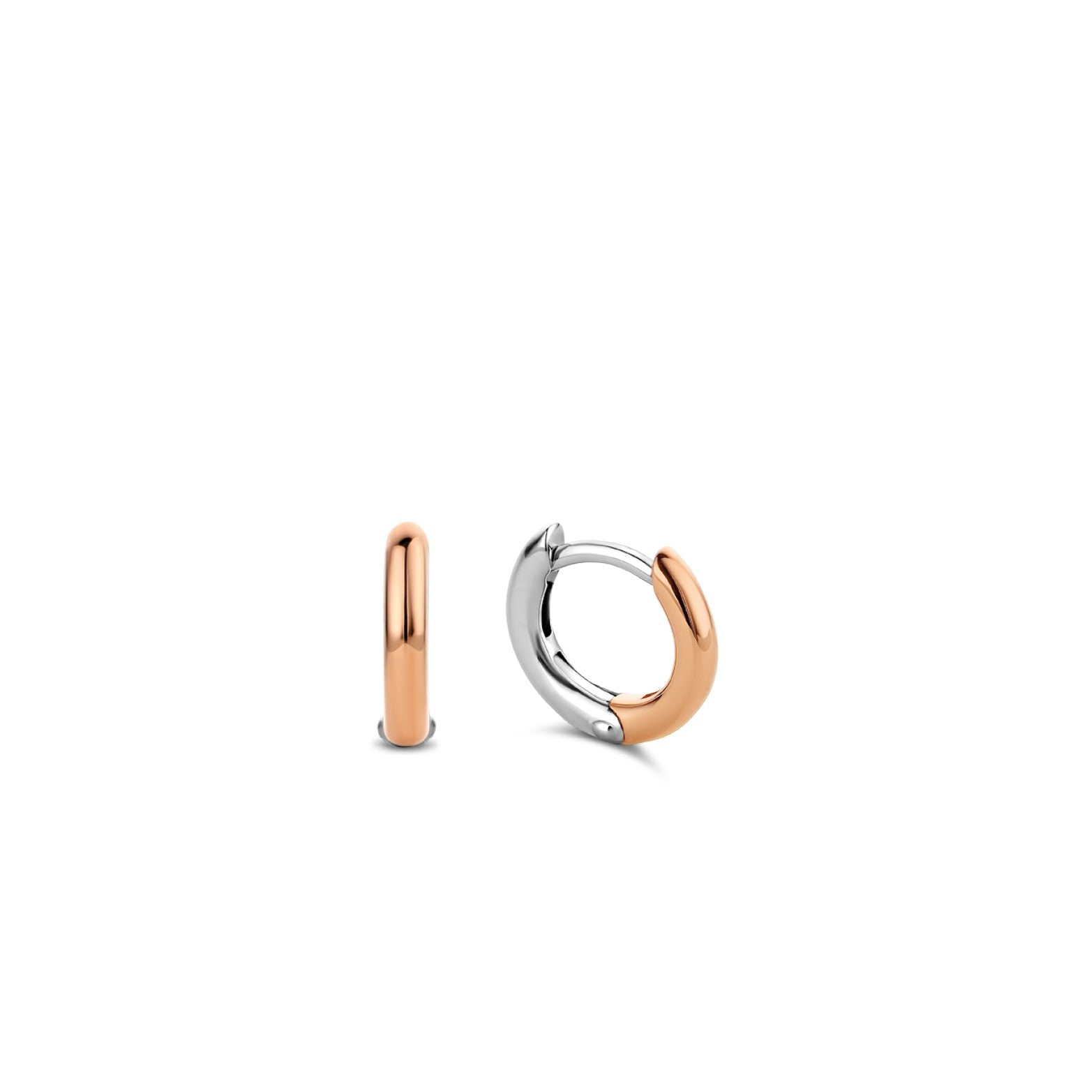 Basic 12MM Rose/Silver Huggie Earrings