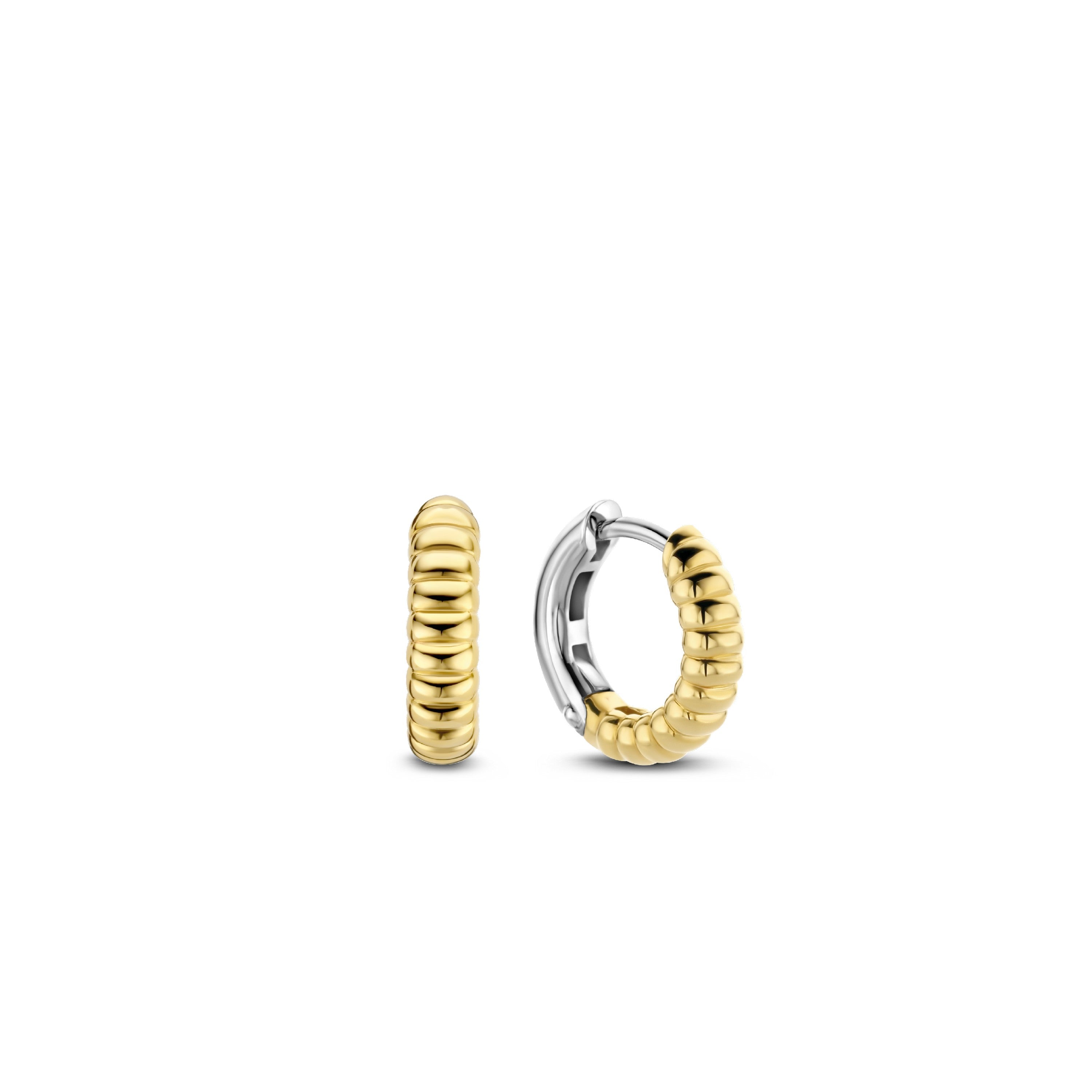 Skinny Golden Ribbed Huggie Earrings