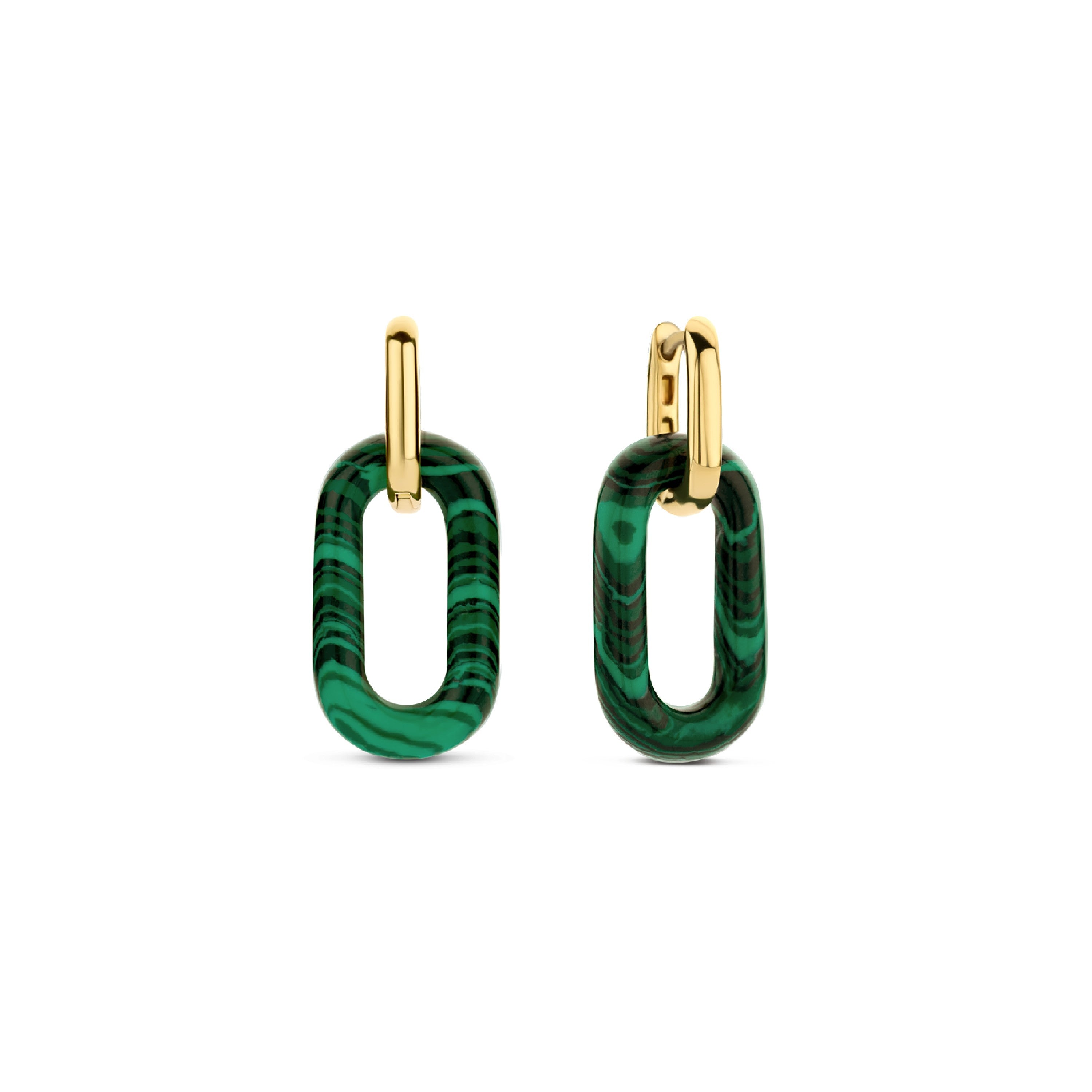 Green Malachite Link Earrings