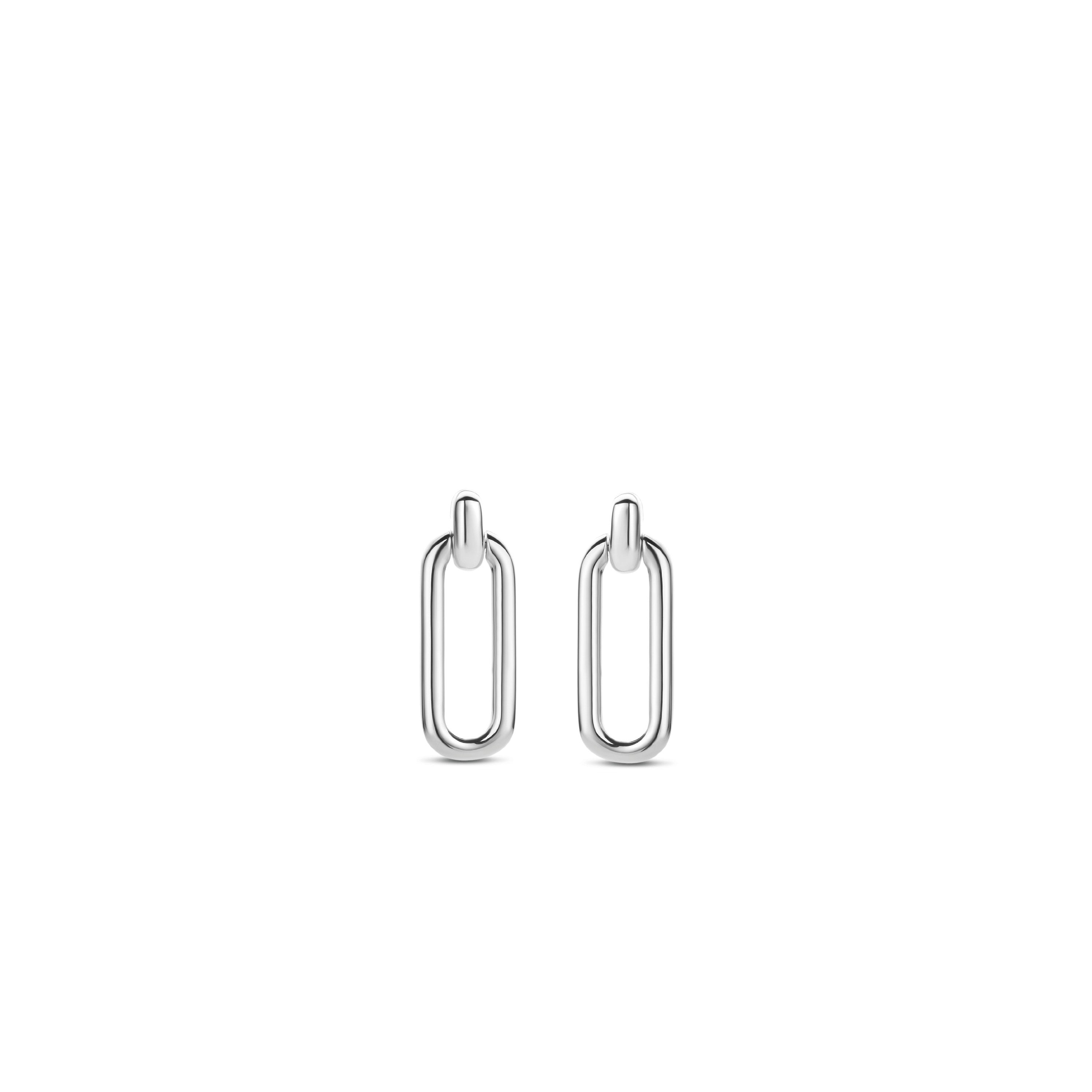 Silver Paper Clip Link Earrings