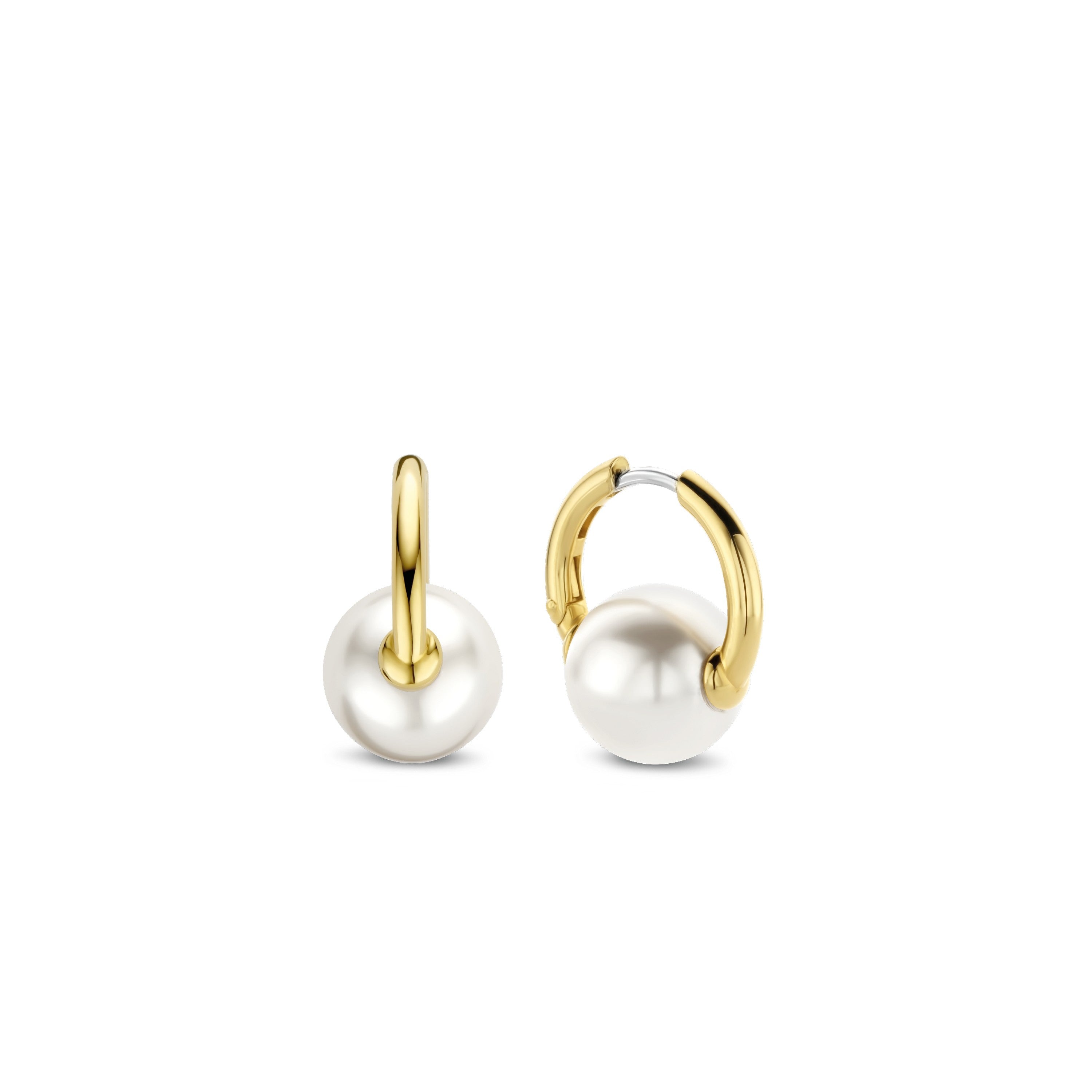 Golden Pearl Hoop Earrings