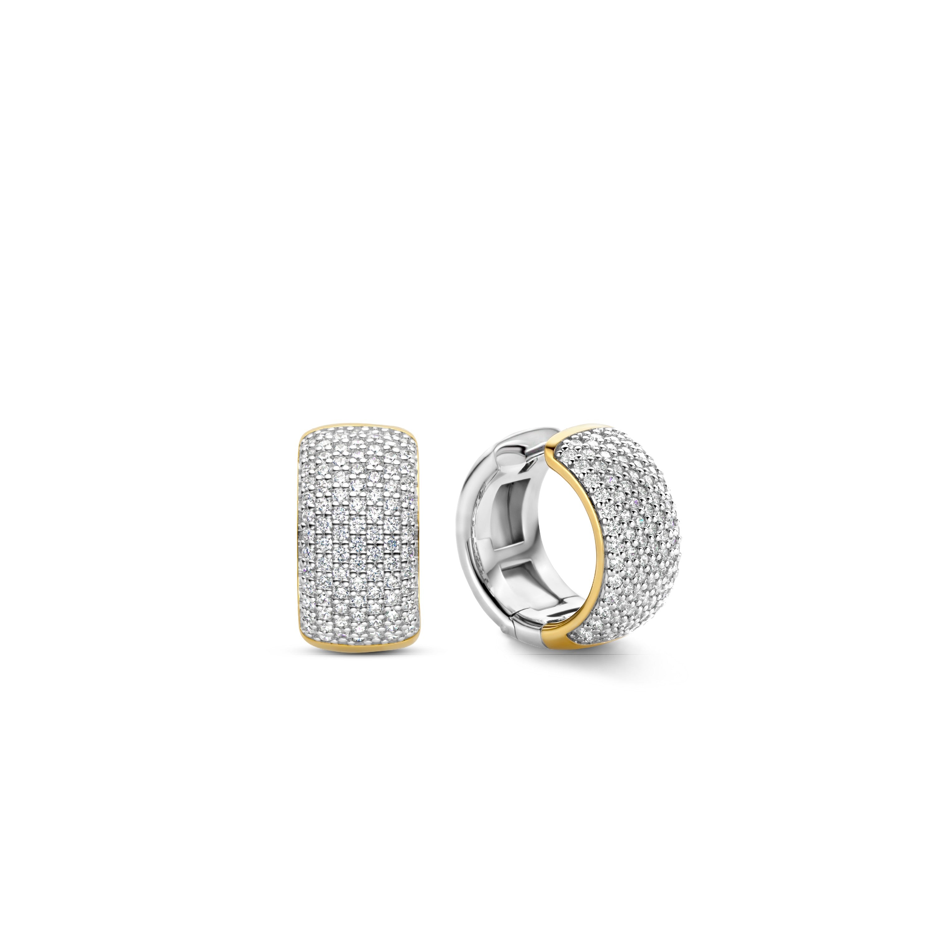 Classic Pave Two Tone Huggie Earrings