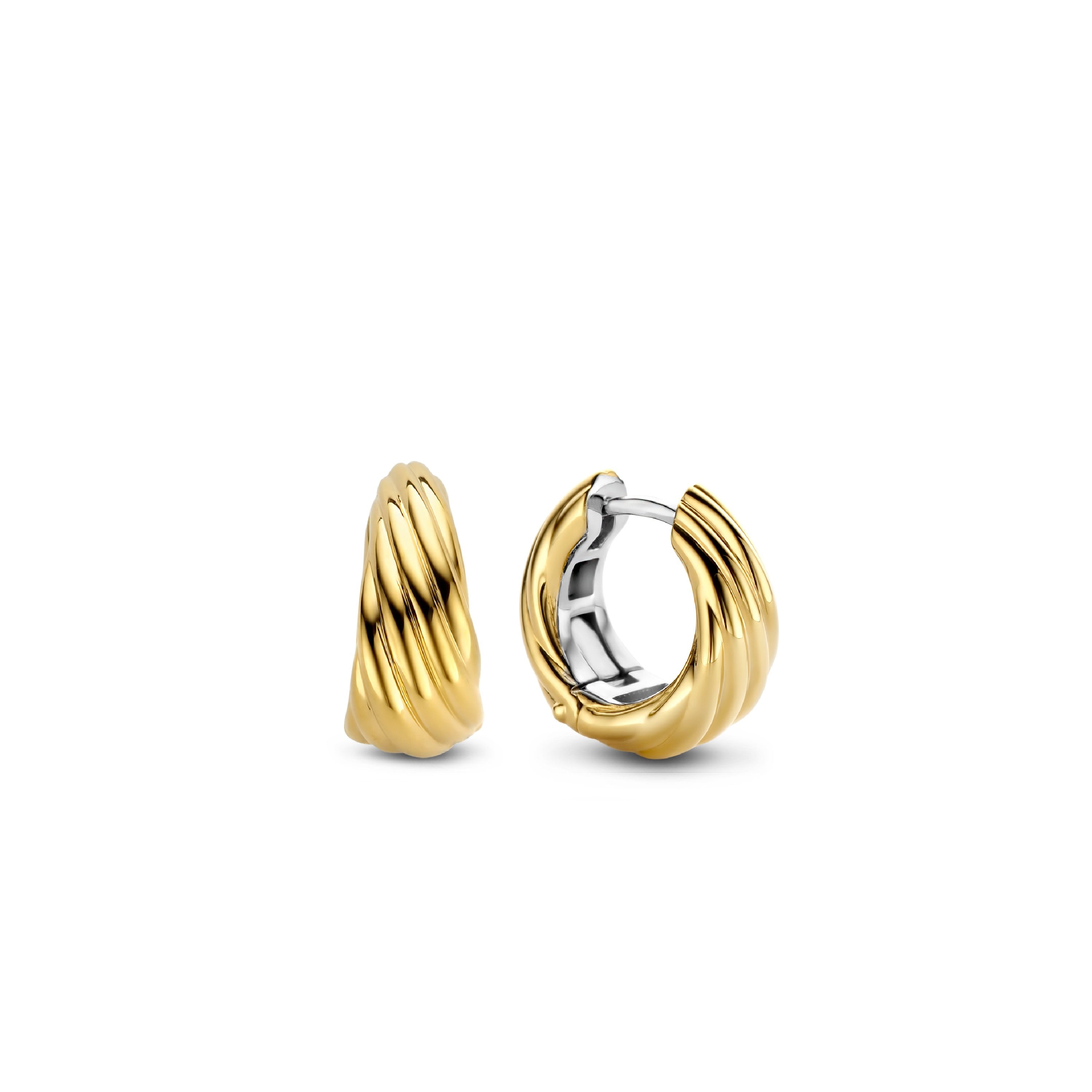 Wave 16mm Golden Huggie Earrings