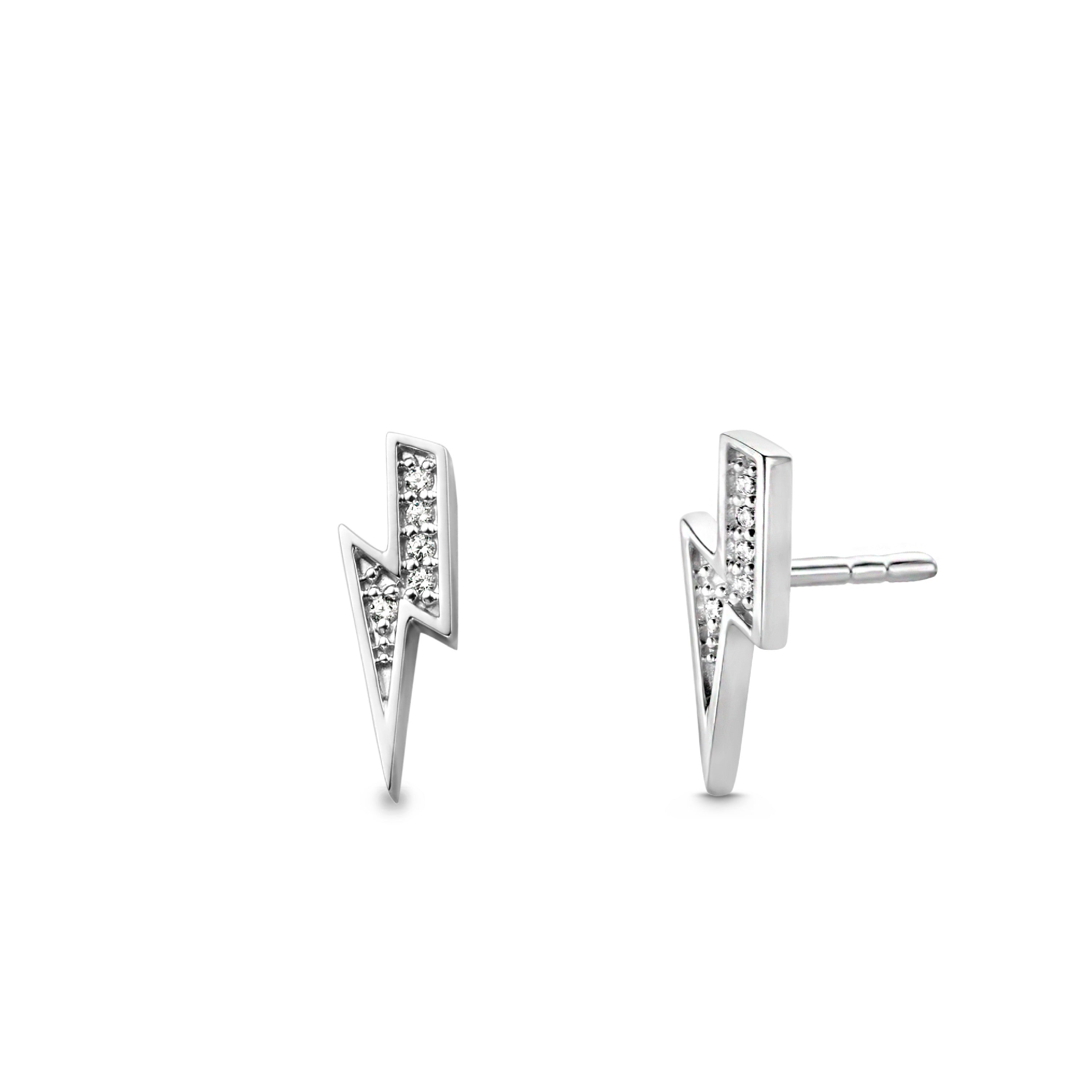 Pave Lightning Bolt Stud Earrings