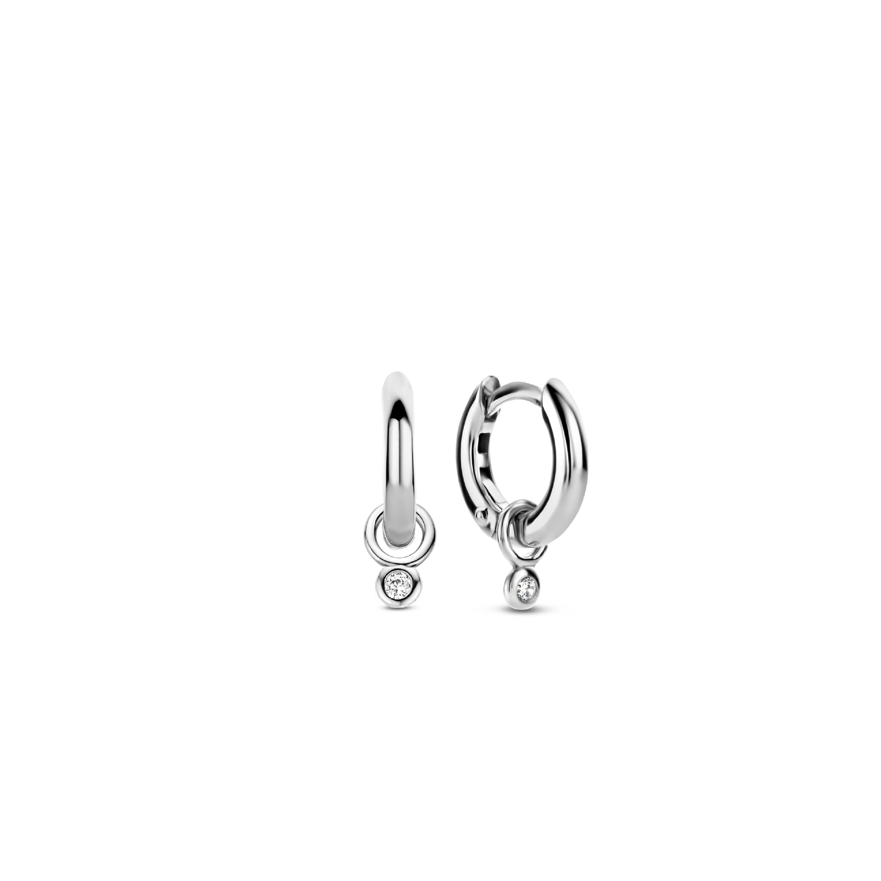 Bezel Charm 13MM Huggie Earrings