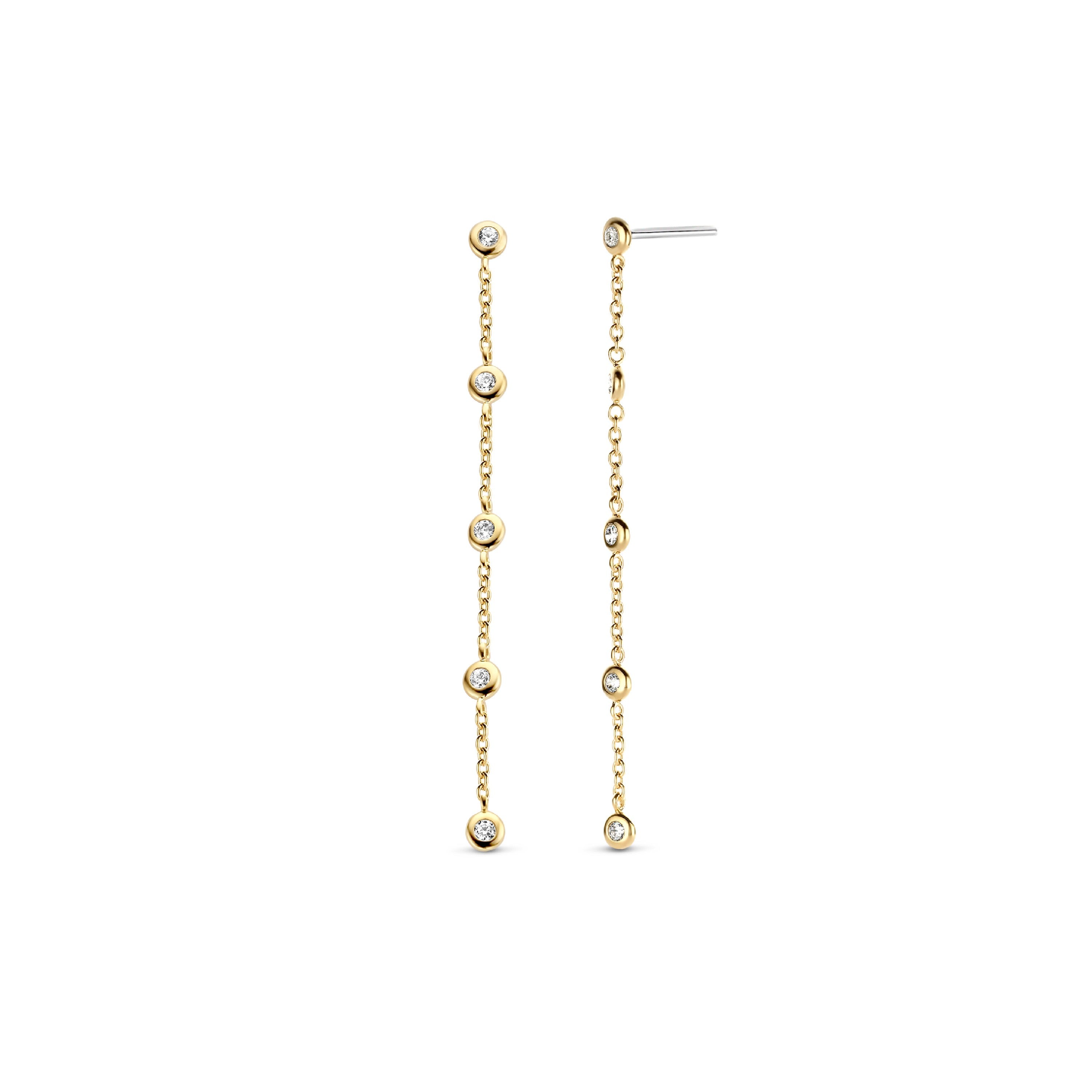 Bezel Drop Linear Golden Earrings