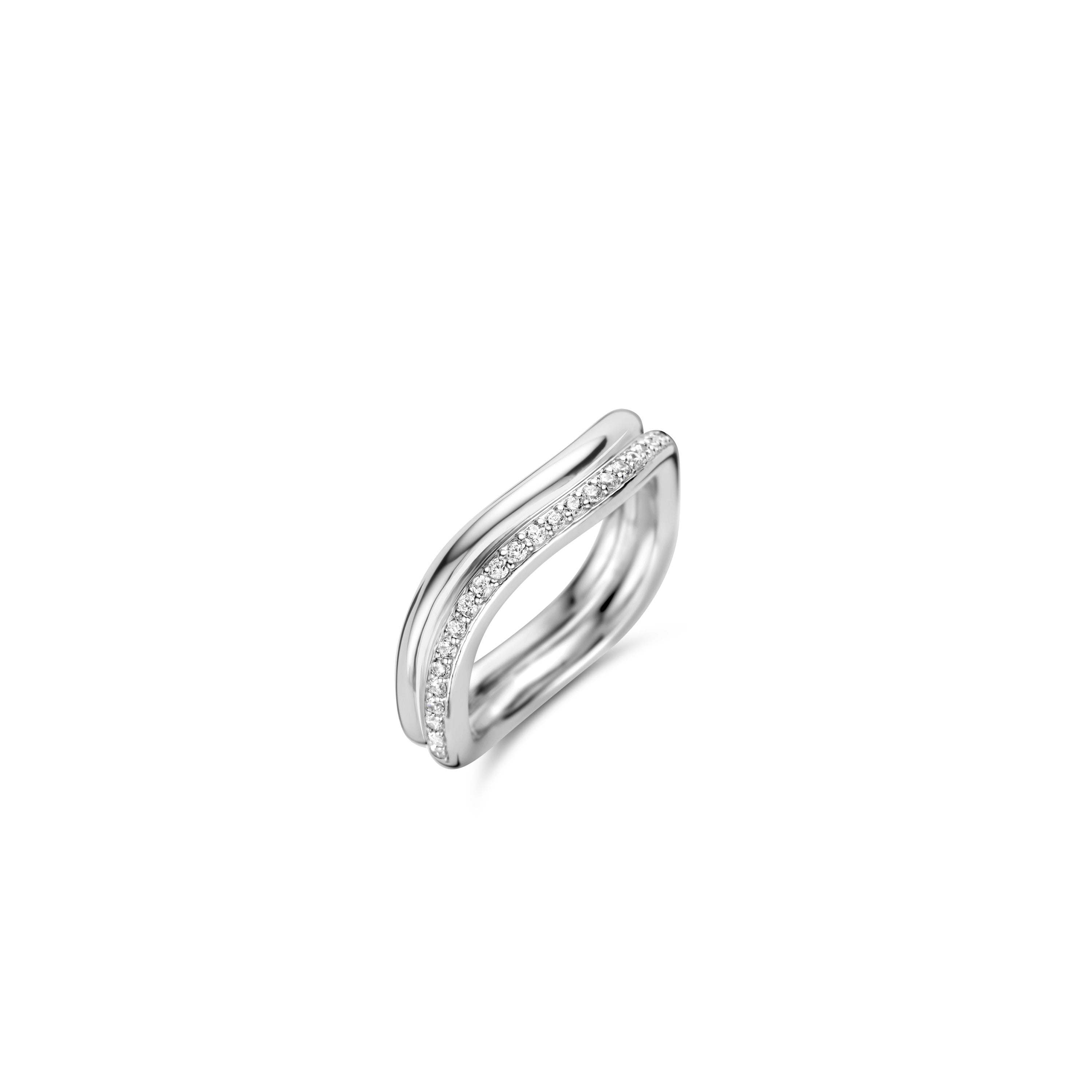 Wave Sparkling Silver Ring