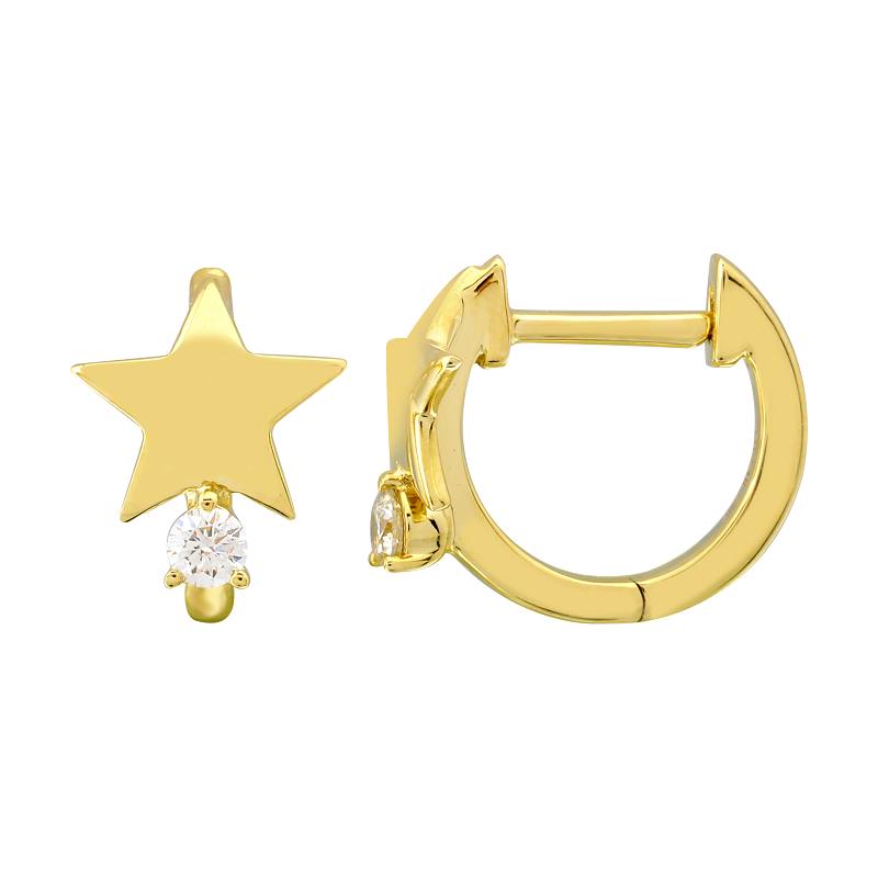 10MM Star Diamond Huggie Earrings