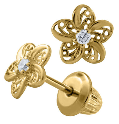 Gold Flower Earrings by Kury - Available at SHOPKURY.COM. Free Shipping on orders over $200. Trusted jewelers since 1965, from San Juan, Puerto Rico.