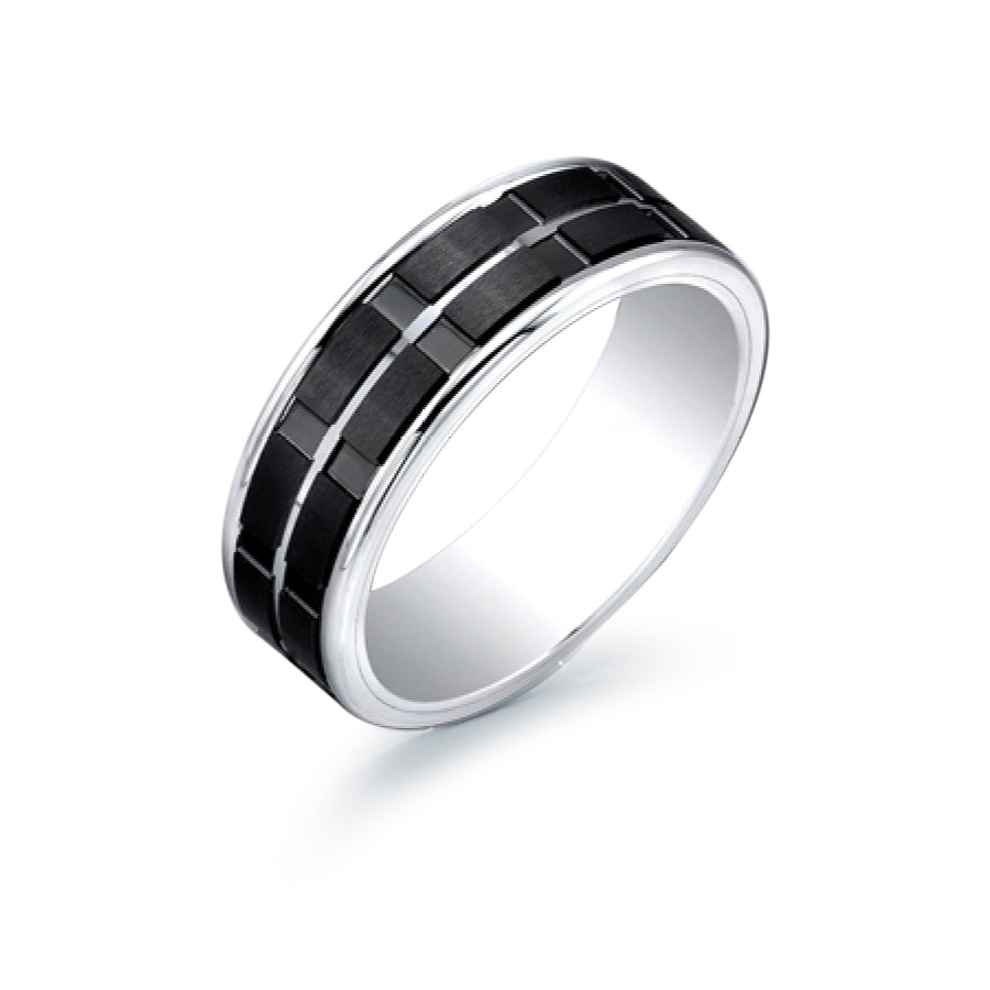 Titanium and Tungsten Black Ceramic 7mm Ring