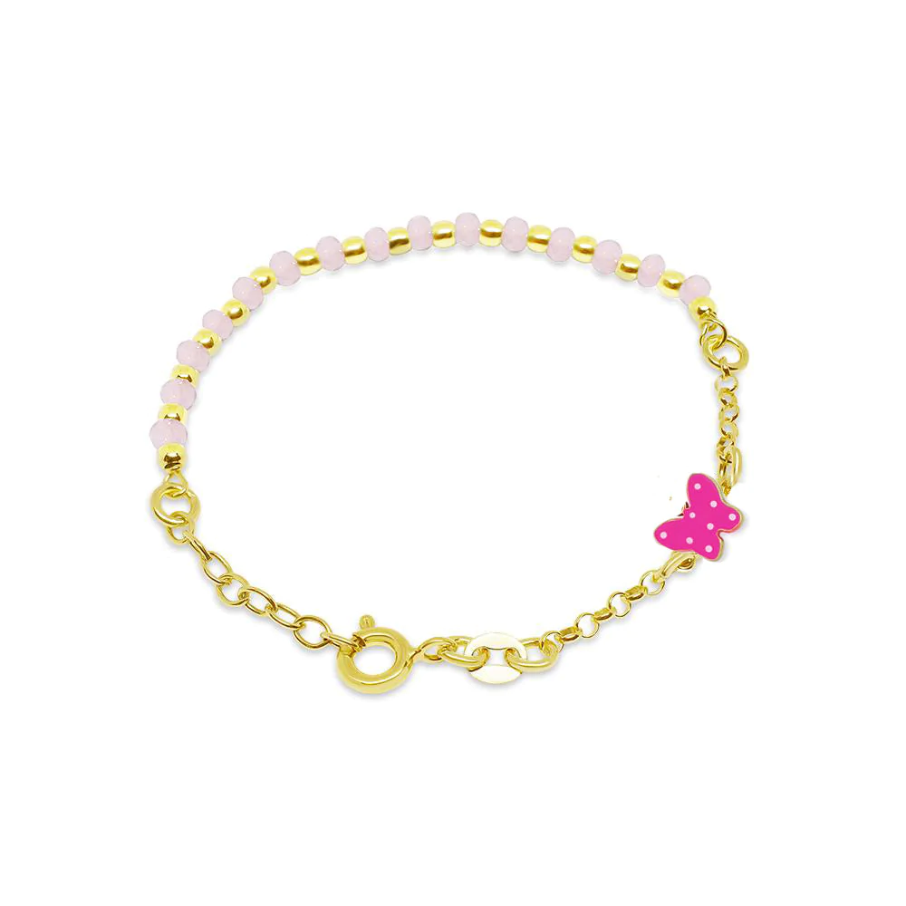 Pink Beads Butterfly Kids Bracelet