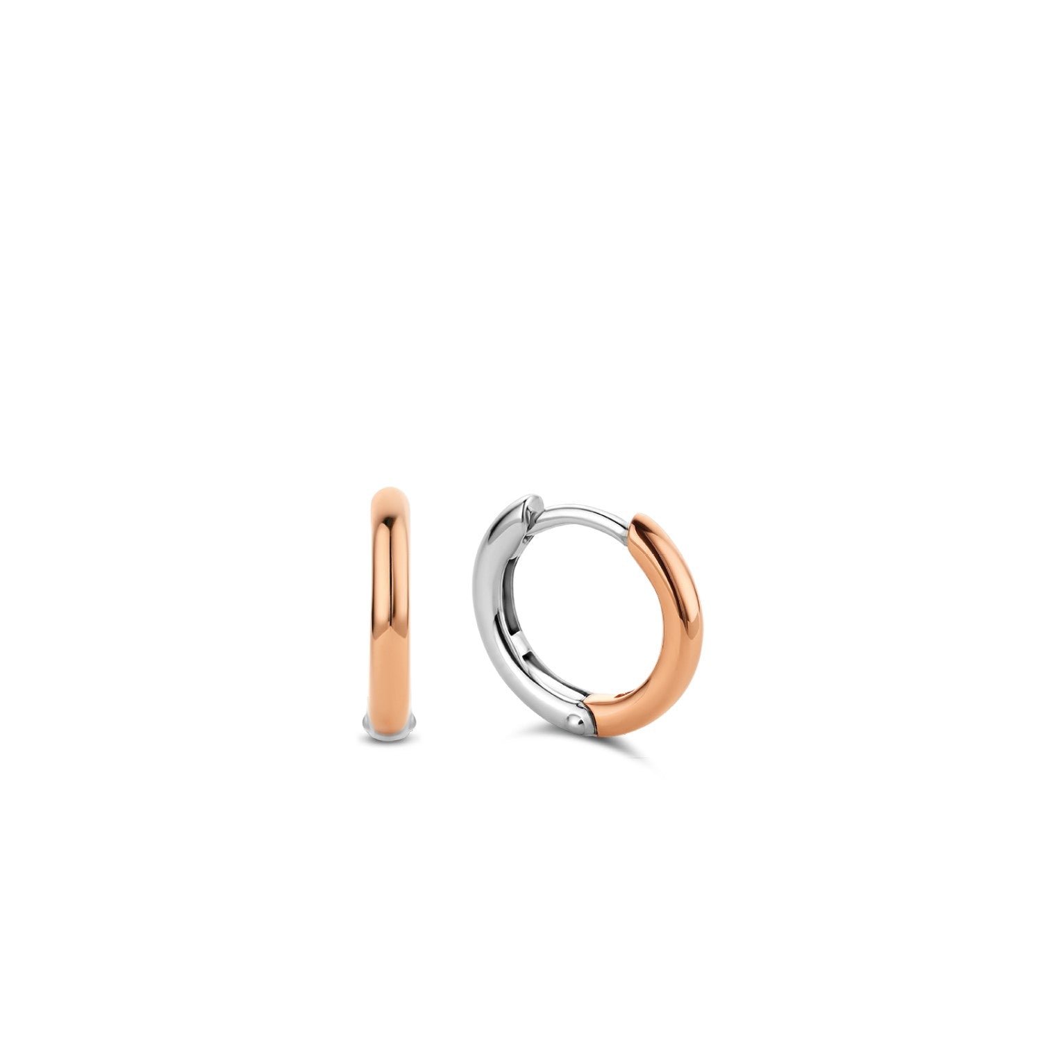 Basic 14MM Rose/Silver Huggie Earrings