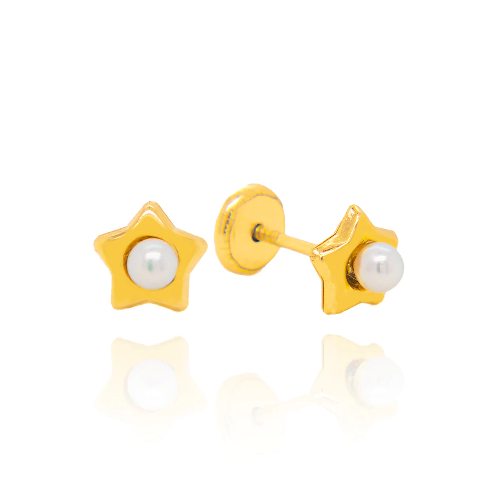 Tiny Star Pearl Stud Earrings