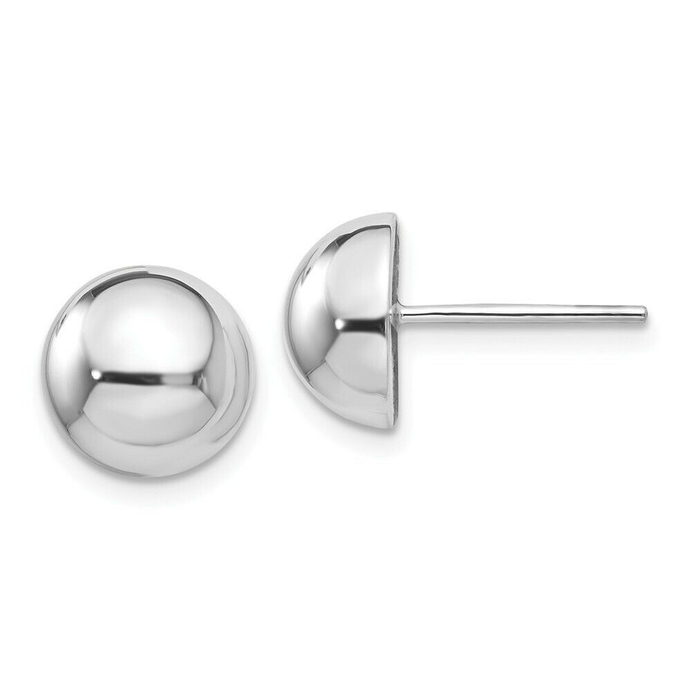 Half Ball White Gold Stud Earrings