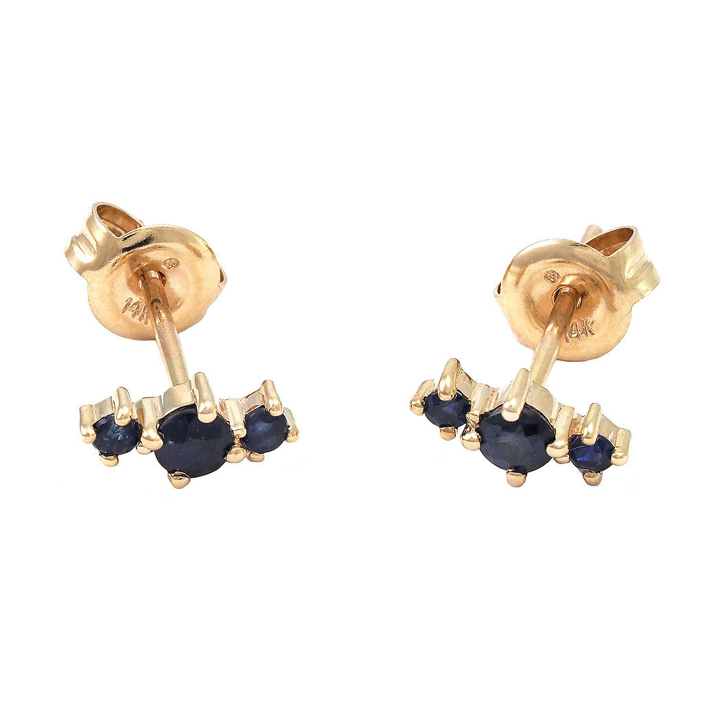 Trio Blue Sapphire Stud Earrings