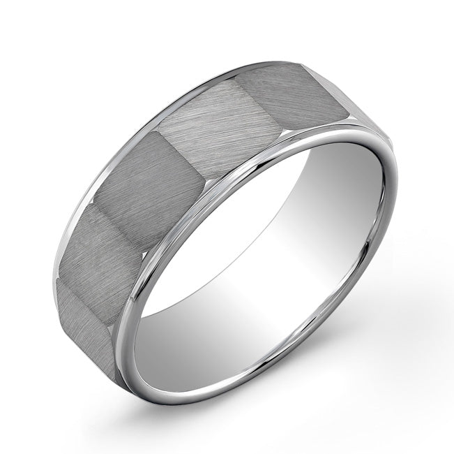 Faceted Tungsten 8mm Ring