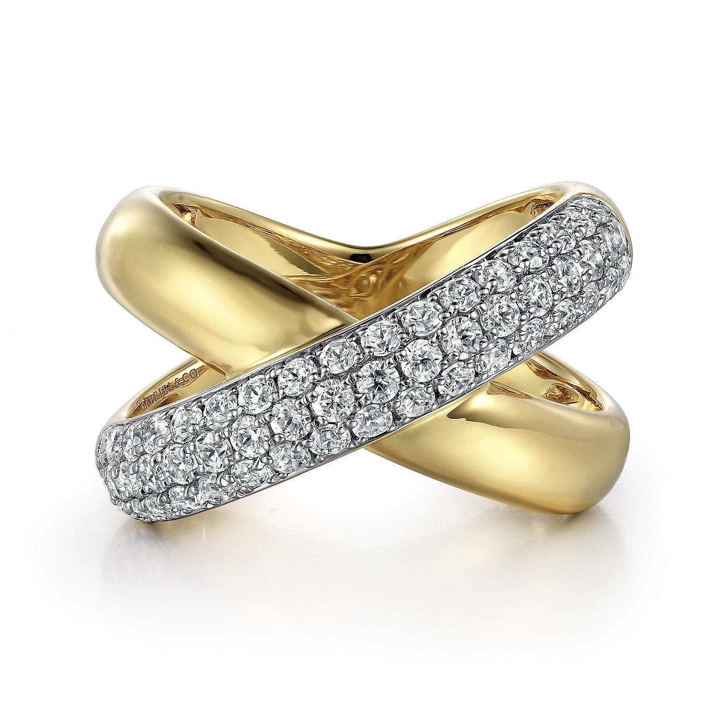 Open Crossover Gold and diamond Ring