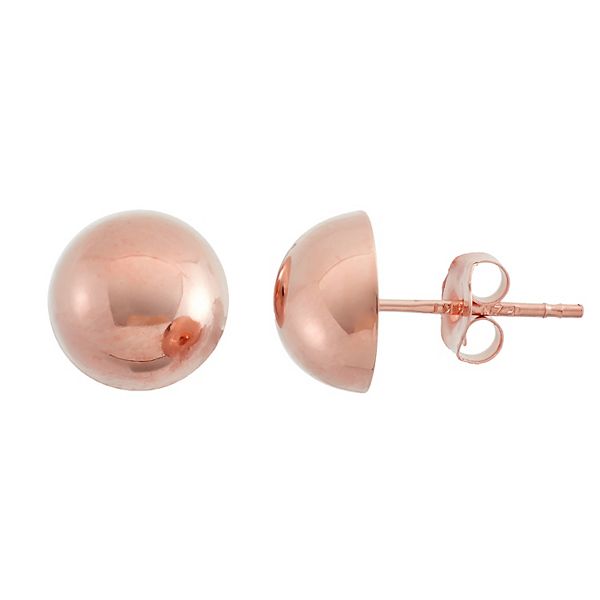 Half Ball Rose Gold Stud Earrings