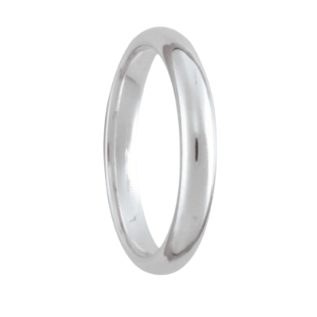 3MM Comfort Fit White Gold Wedding Band