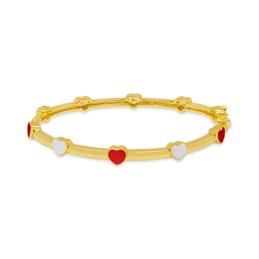 Red and White Hearts Kids Bangle Bracelet