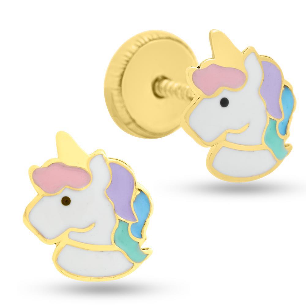 Unicorn 14K Gold Stud Earrings