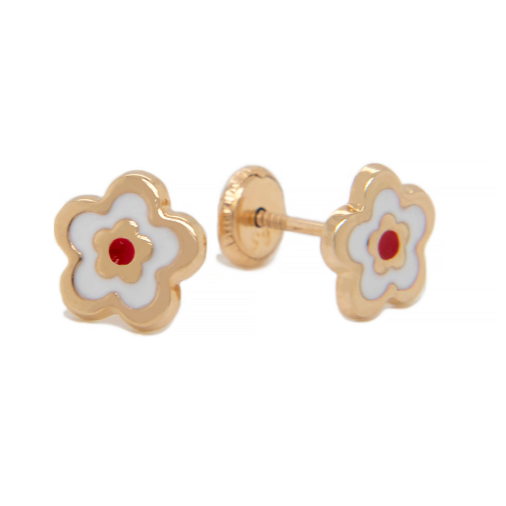 Red/White Flower Stud Earrings