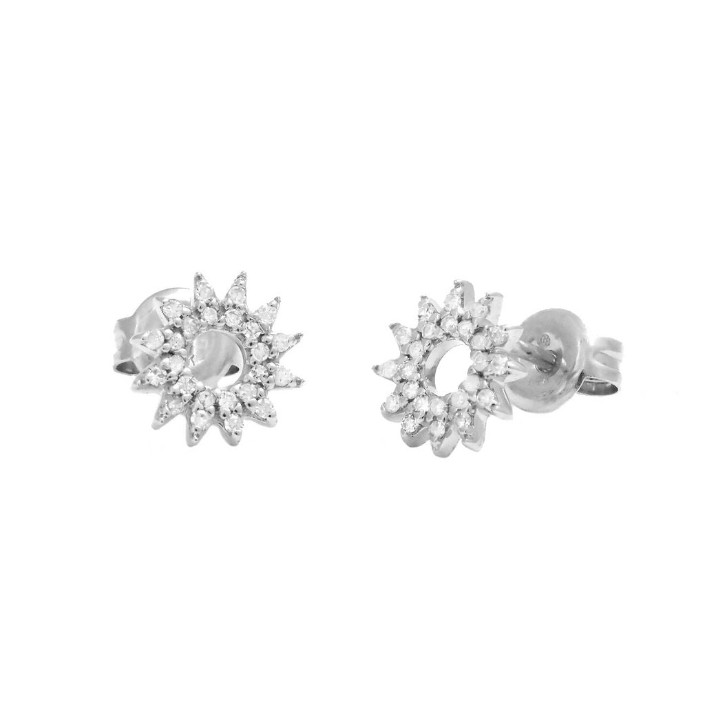 Sun White Gold Diamond Stud Earrings