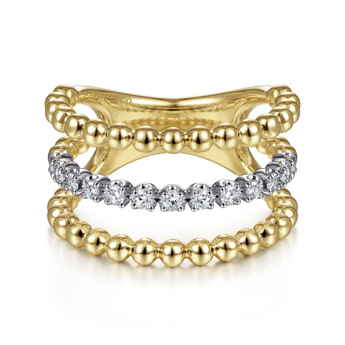 Three Line Diamond Gold Ring