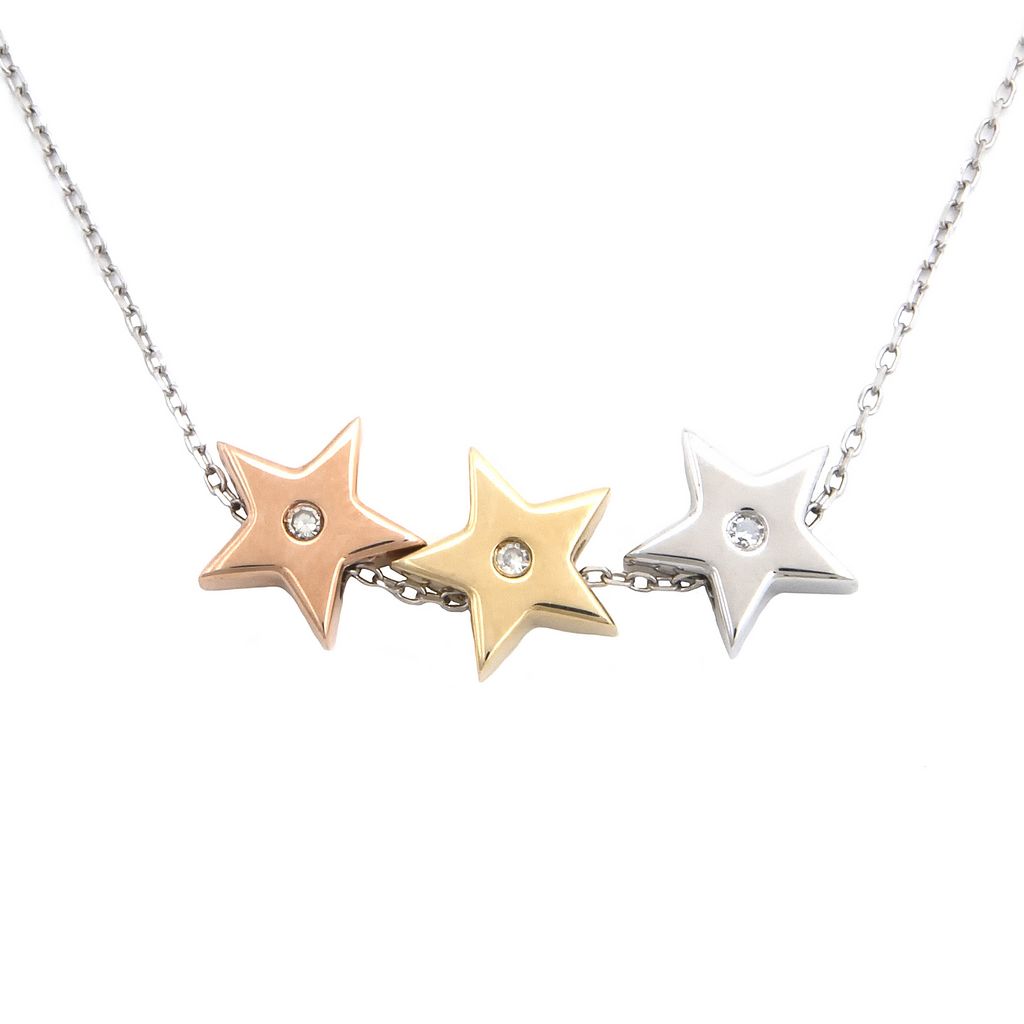 Three Tone Stars Necklace
