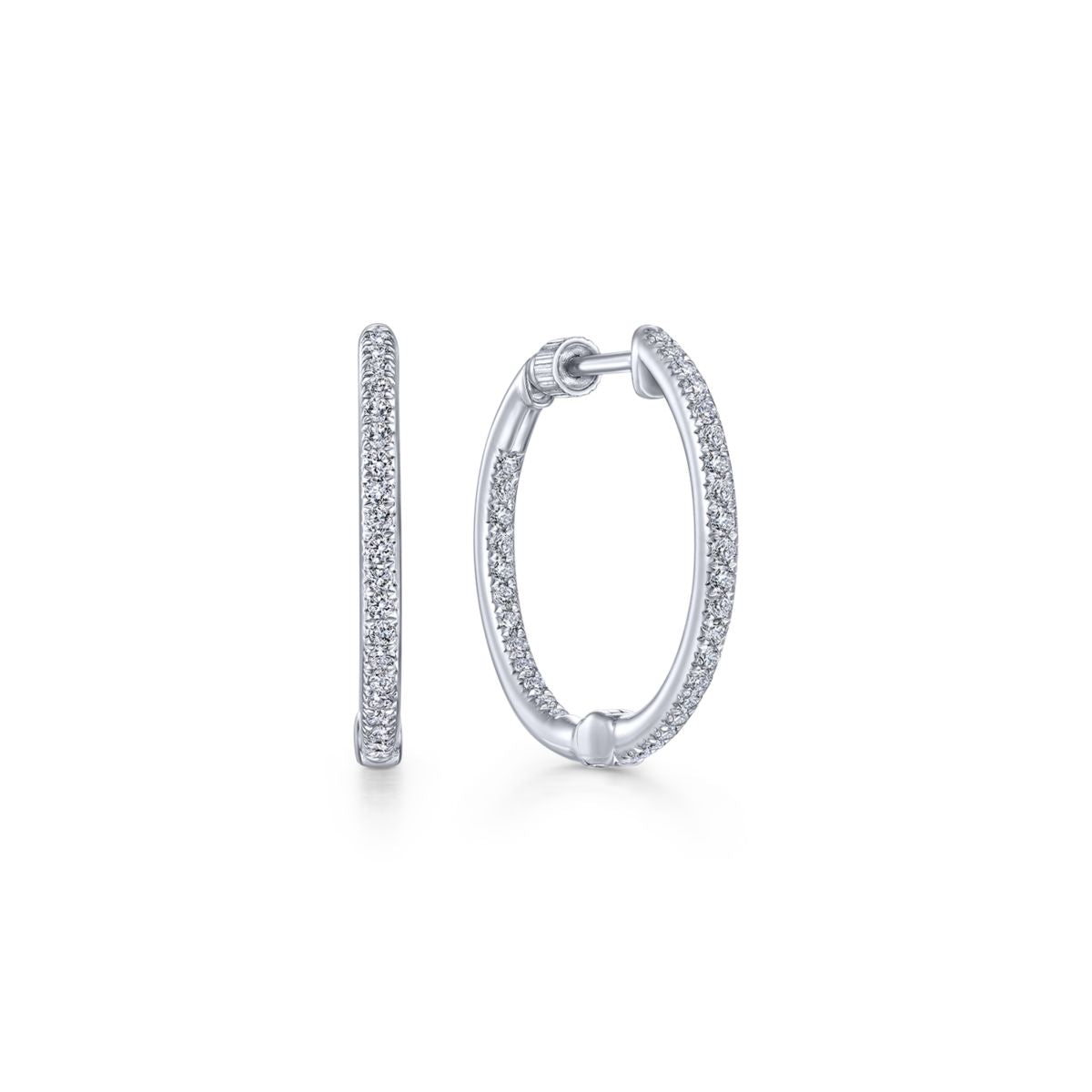 20mm Inside and Out Diamond Hoop Earrings 14K