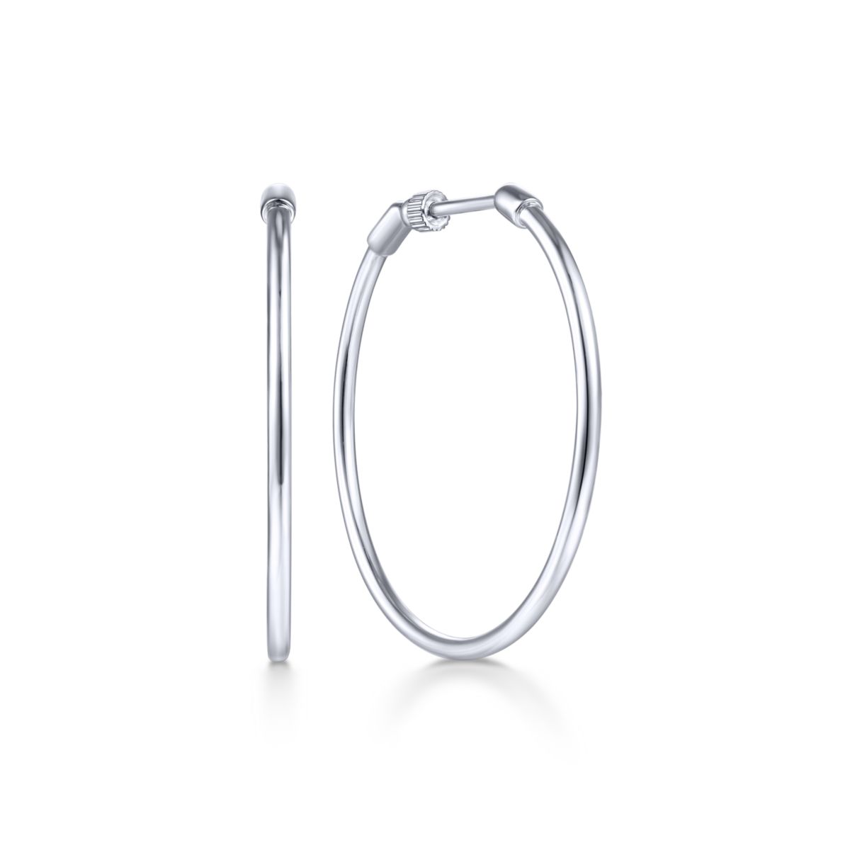 30mm White Gold Hoop Earrings