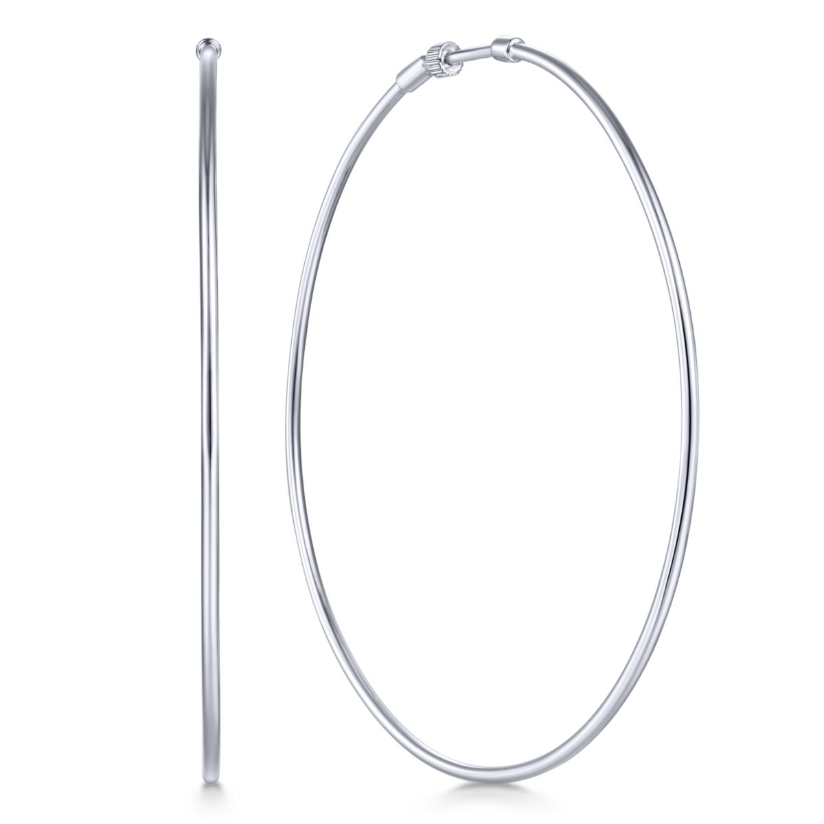 70mm White Gold Hoop Earrings