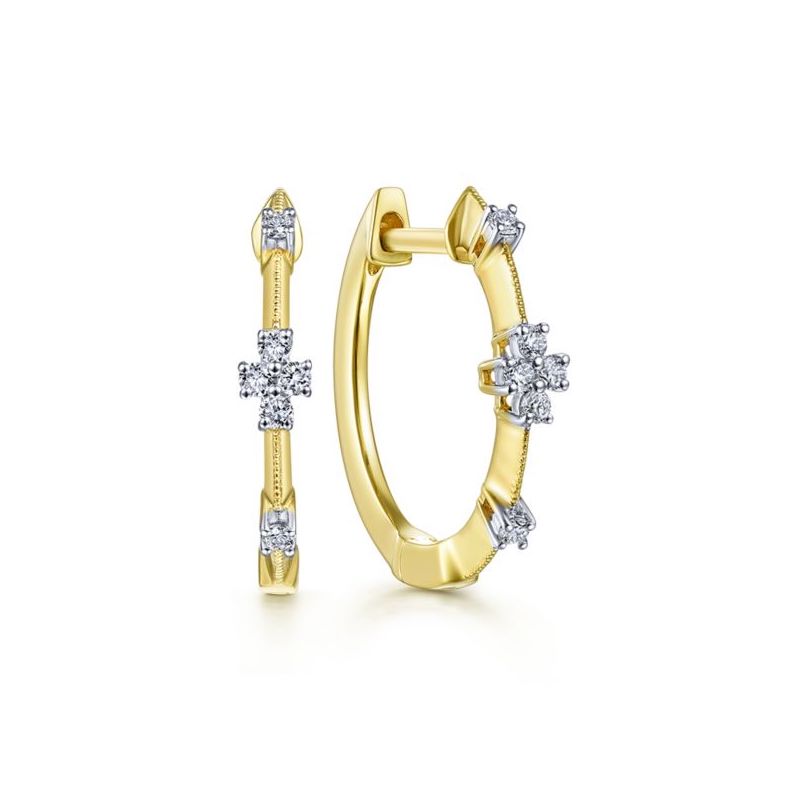 15MM Mini Diamond Flower Huggie Earrings