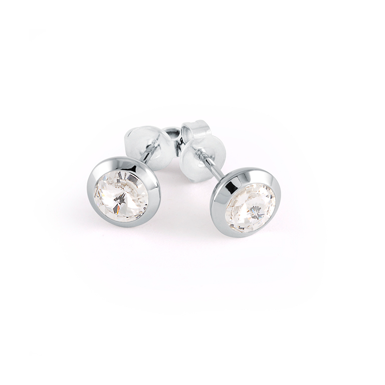 Zirconia Steel Stud Earrings