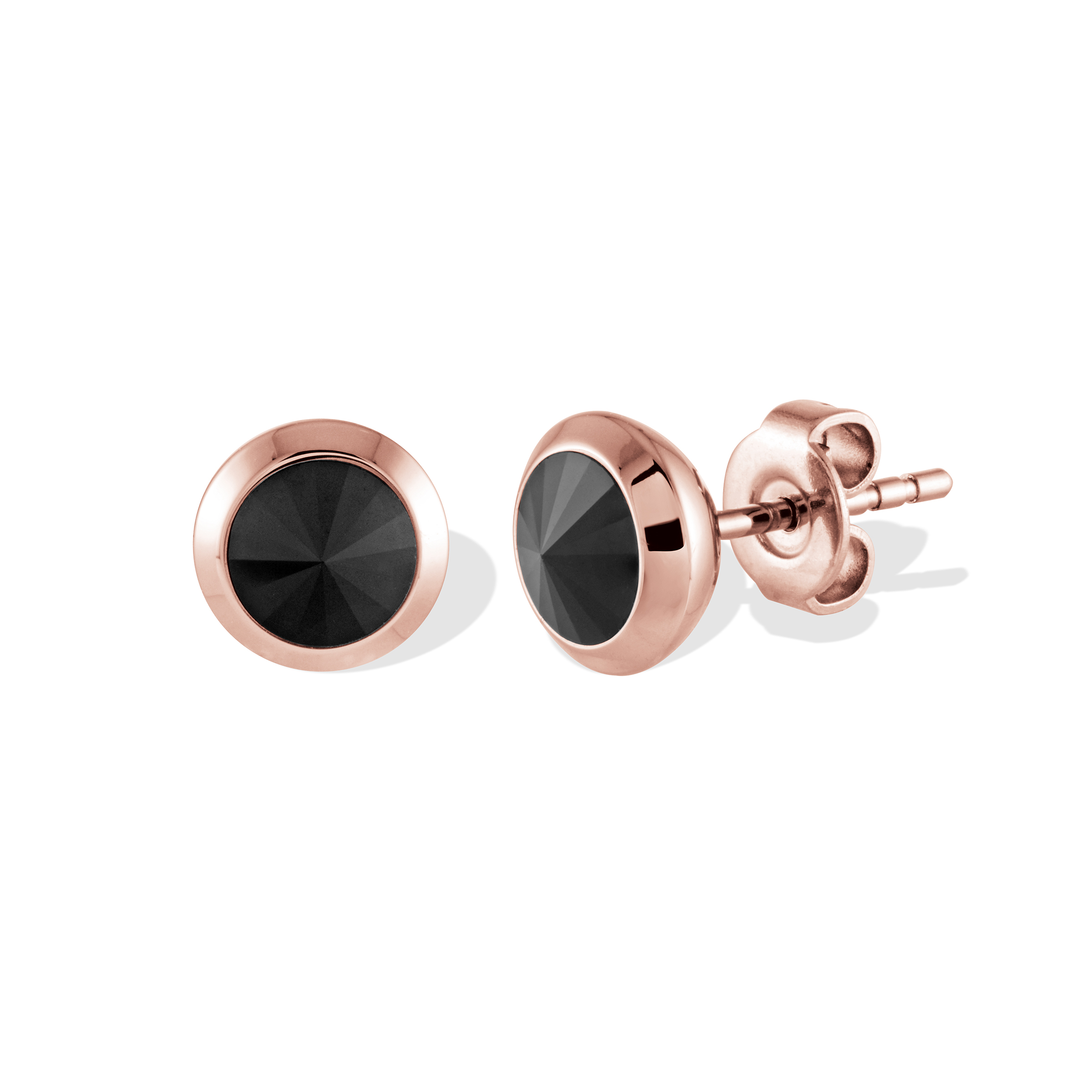 Black Swarovski Rose IP Steel Stud Earrings