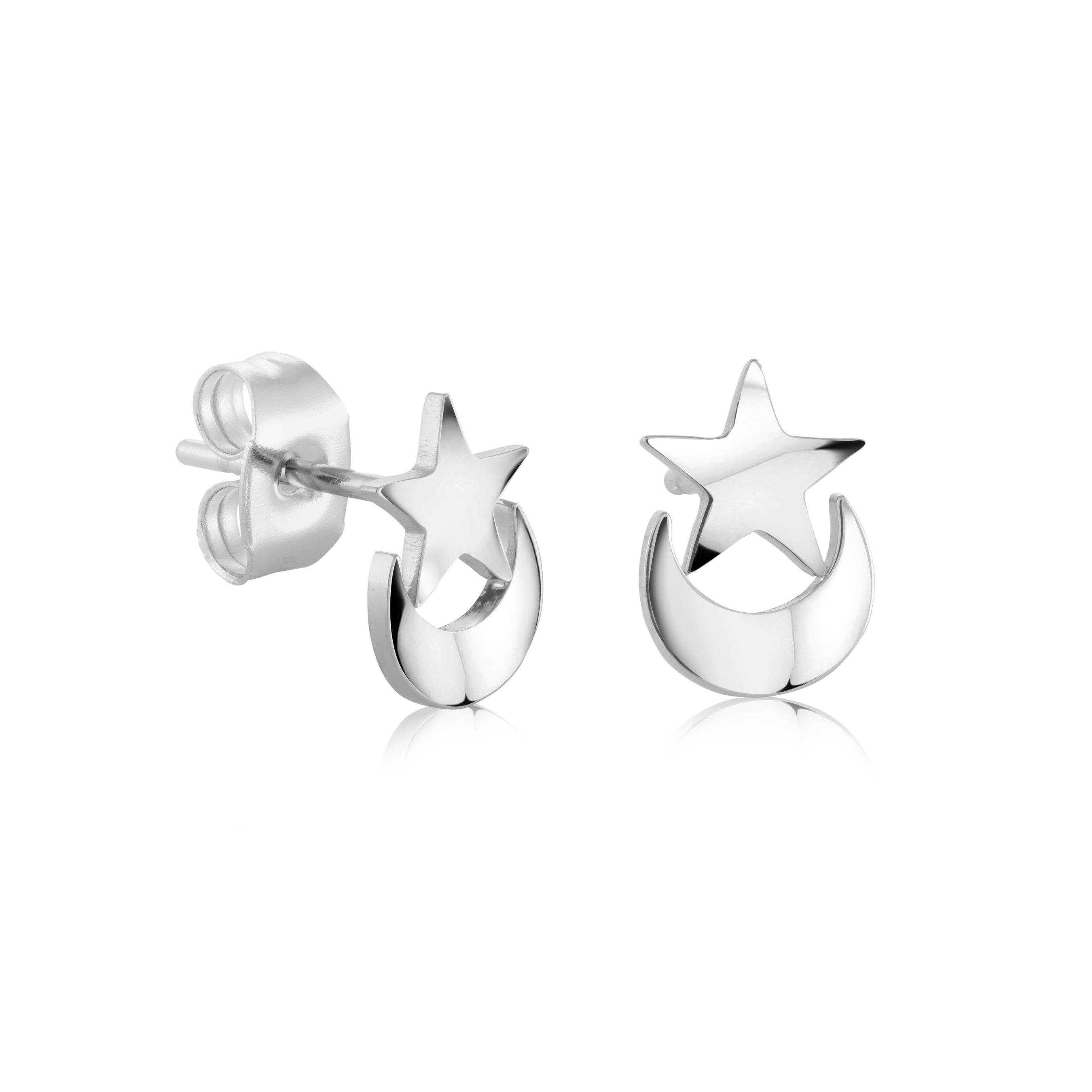 Star and Moon Astro Steel Stud Earrings