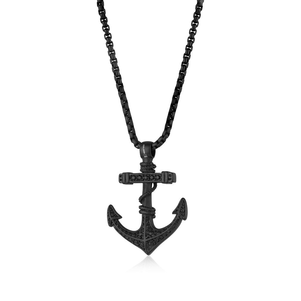 Black Anchor Steel Necklace